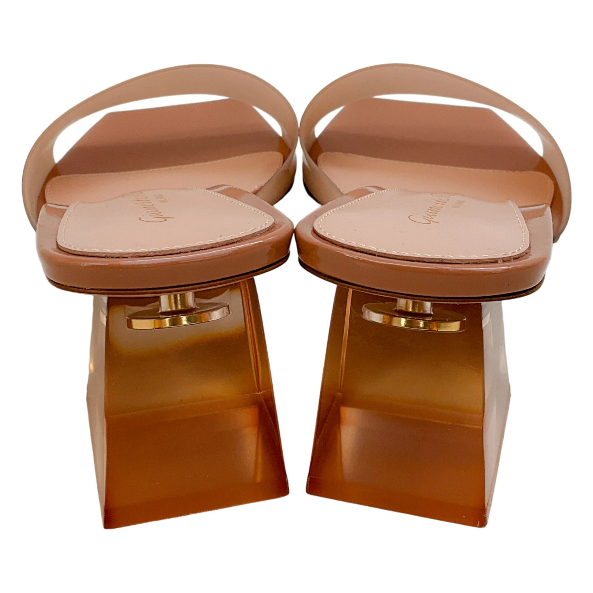 Gianvito Rossi Nude Patent Leather / Acrylic Cosmic 55 Sandals - Image 5
