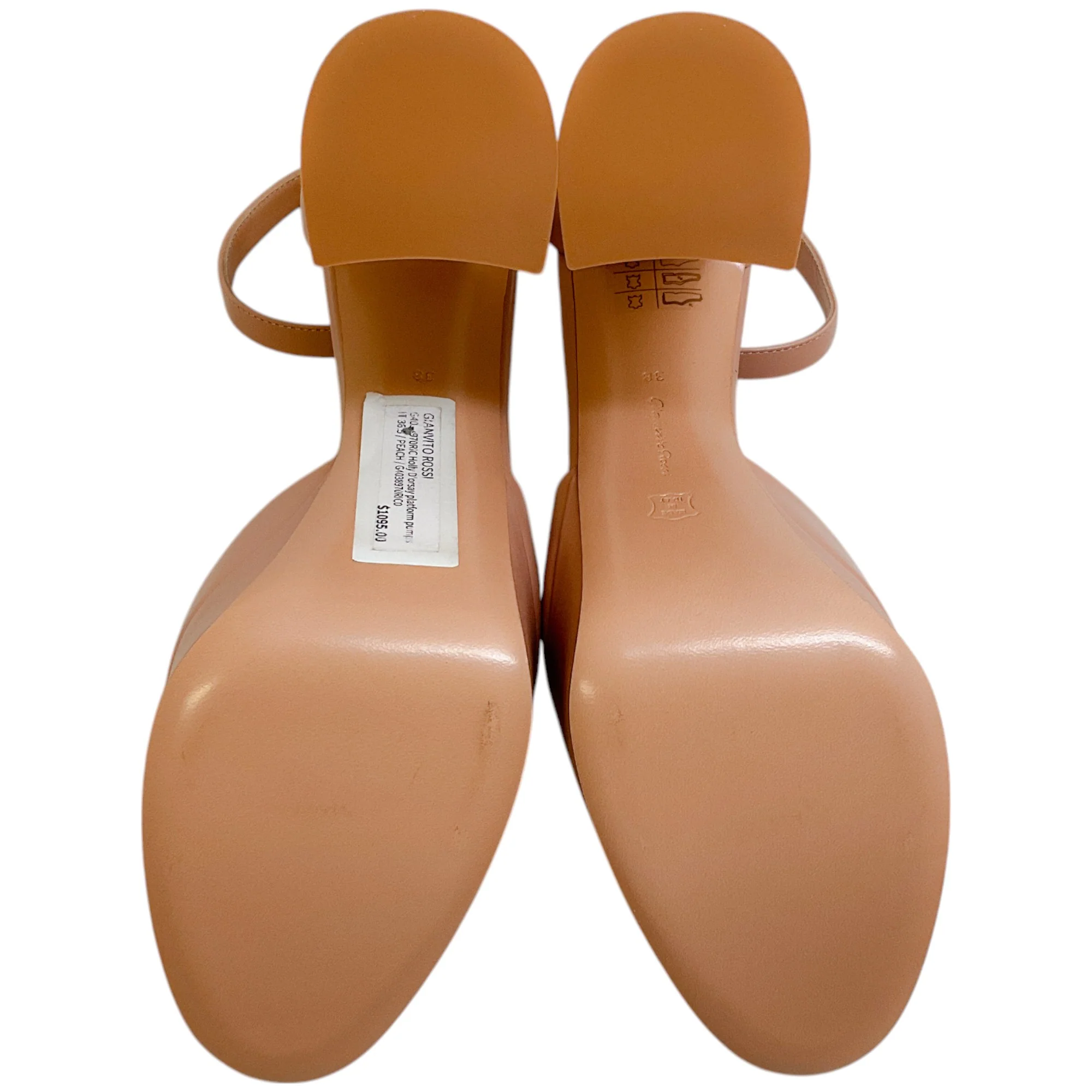 Gianvito Rossi Peach Leather Holly D'Orsay Pumps - Image 7