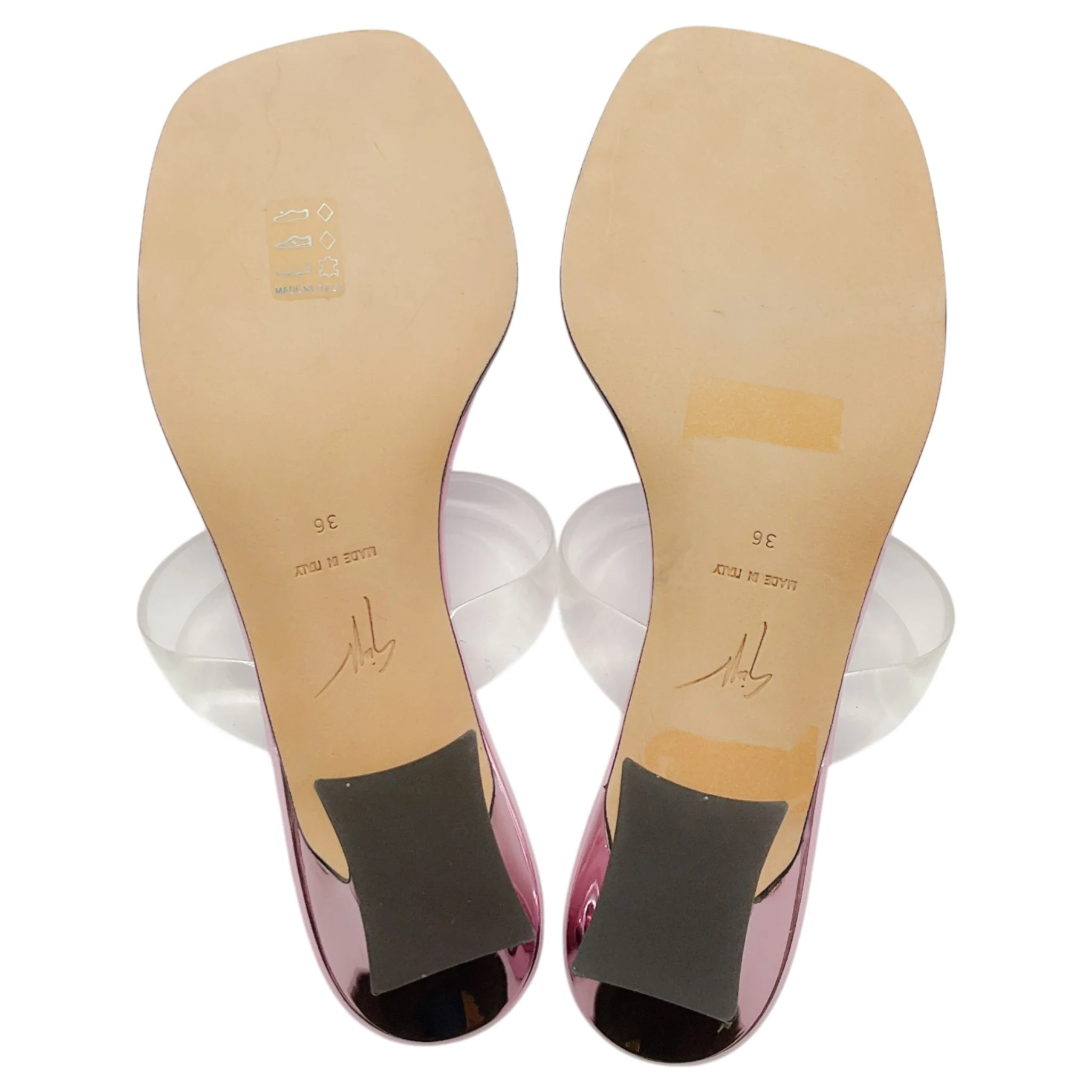 Gianvito Rossi Pink Metallic Leather Sandals with PVC Straps - Image 6
