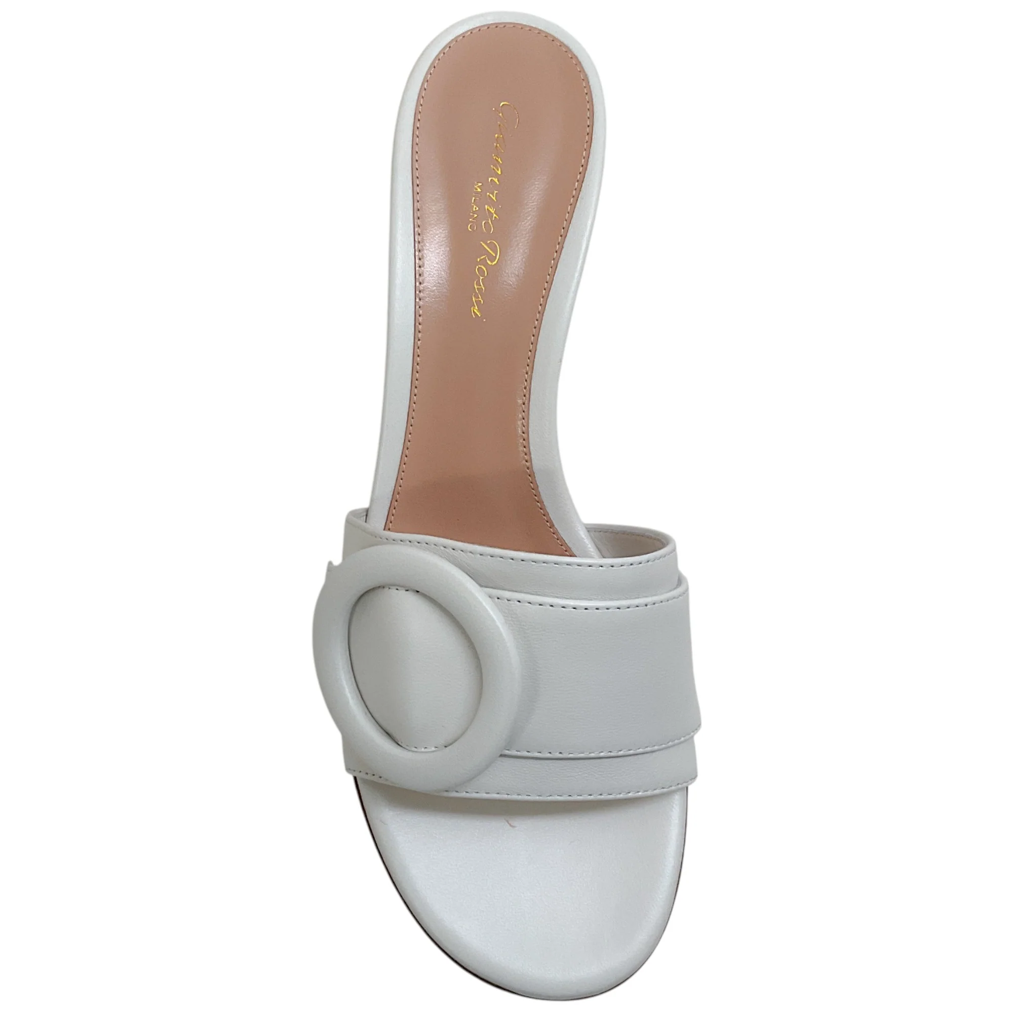 Gianvito Rossi White Leather Venezia Buckle Mules - Image 4