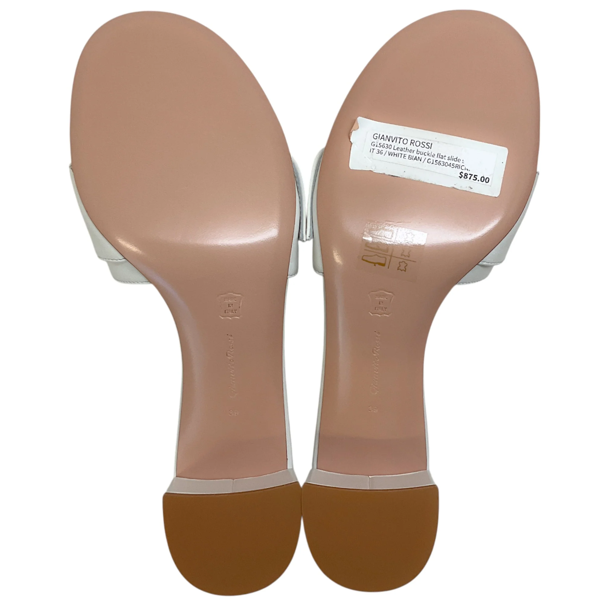 Gianvito Rossi White Leather Venezia Buckle Mules - Image 7