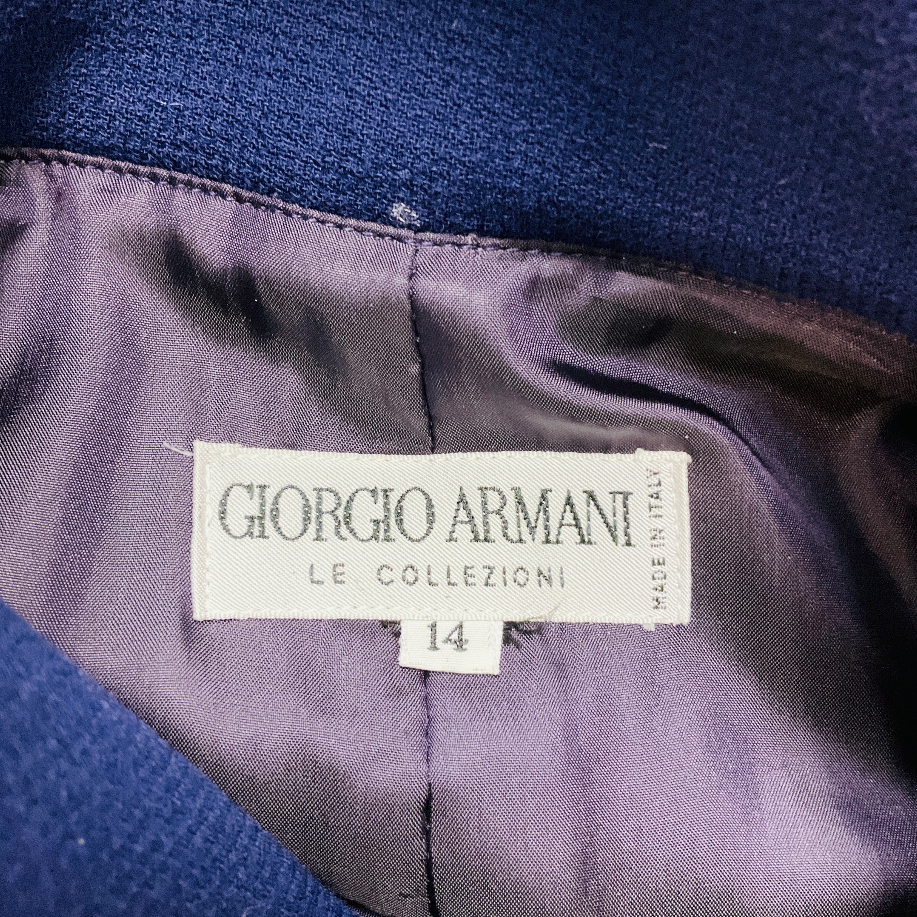 Giorgio Armani Le Collezioni Vintage Indigo Wool Mid Length Coat - Image 4