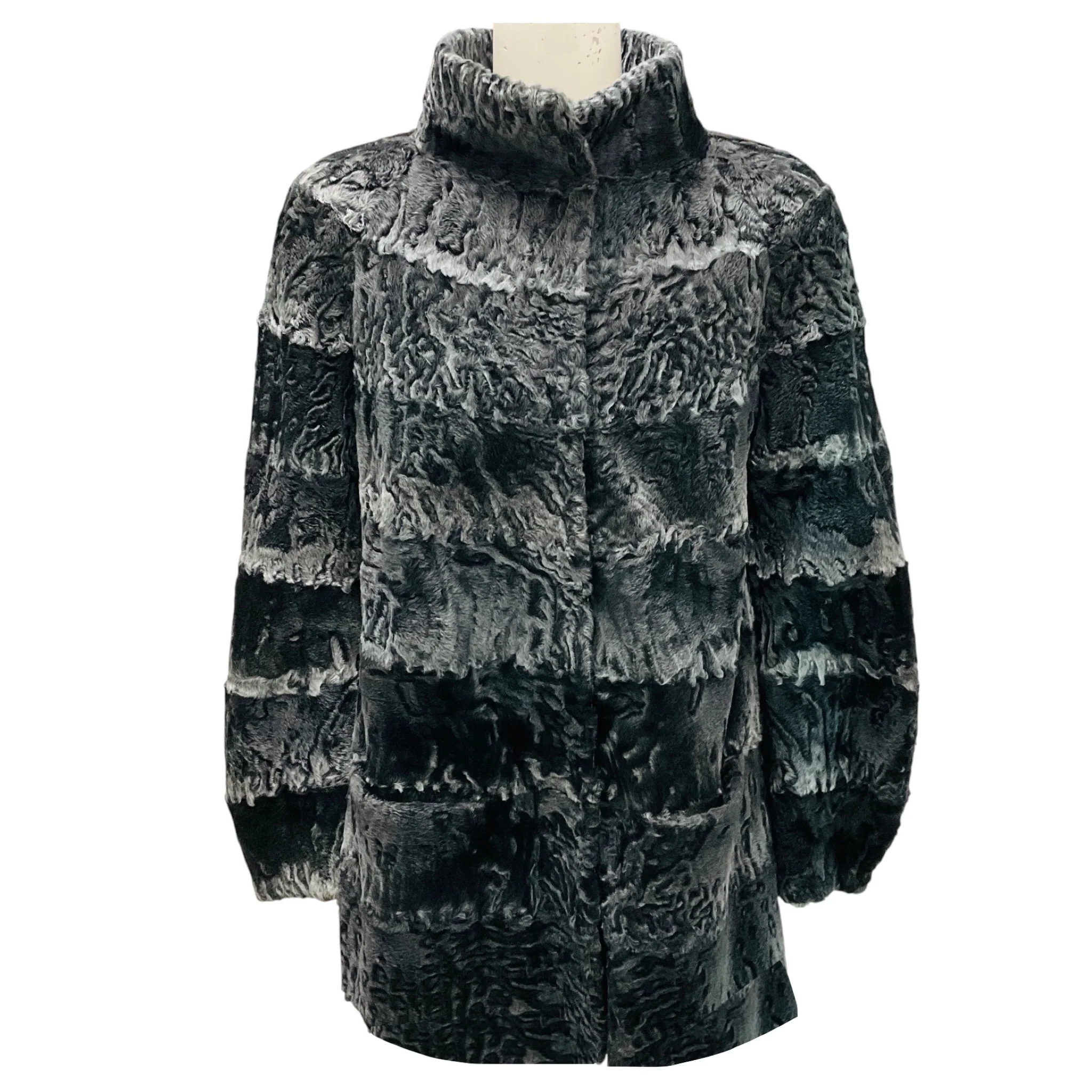 Giuliana Teso for Neiman Marcus Charcoal Grey Karakul Lamb Fur Jacket