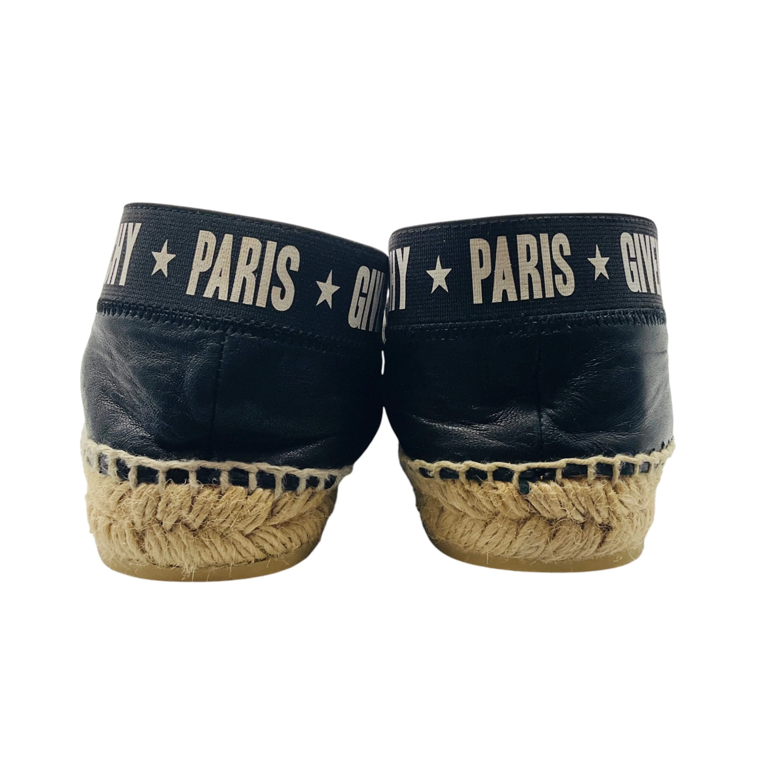 Givenchy Black Logo Print Lambskin Leather Capri Espadrille Flats - Image 5