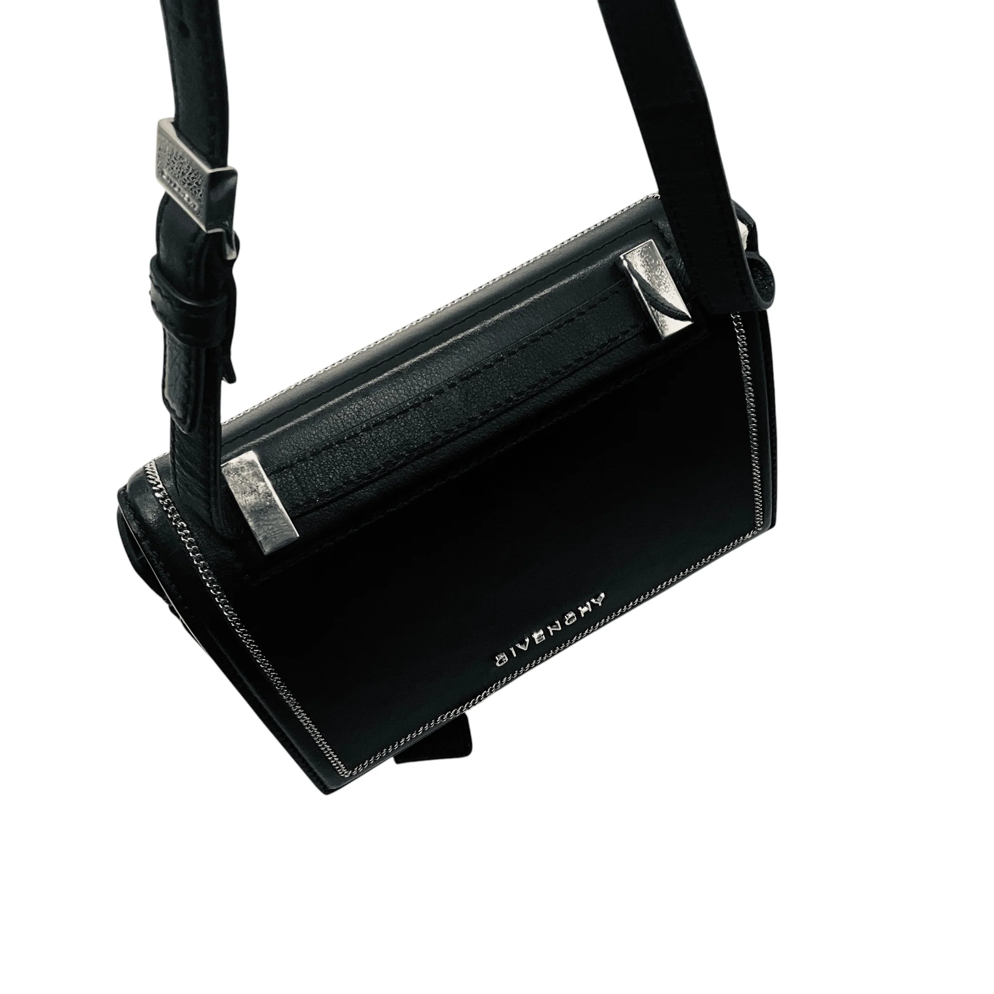 Givenchy Black / Silver Chain Trimmed Leather Crossbody Bag - Image 4