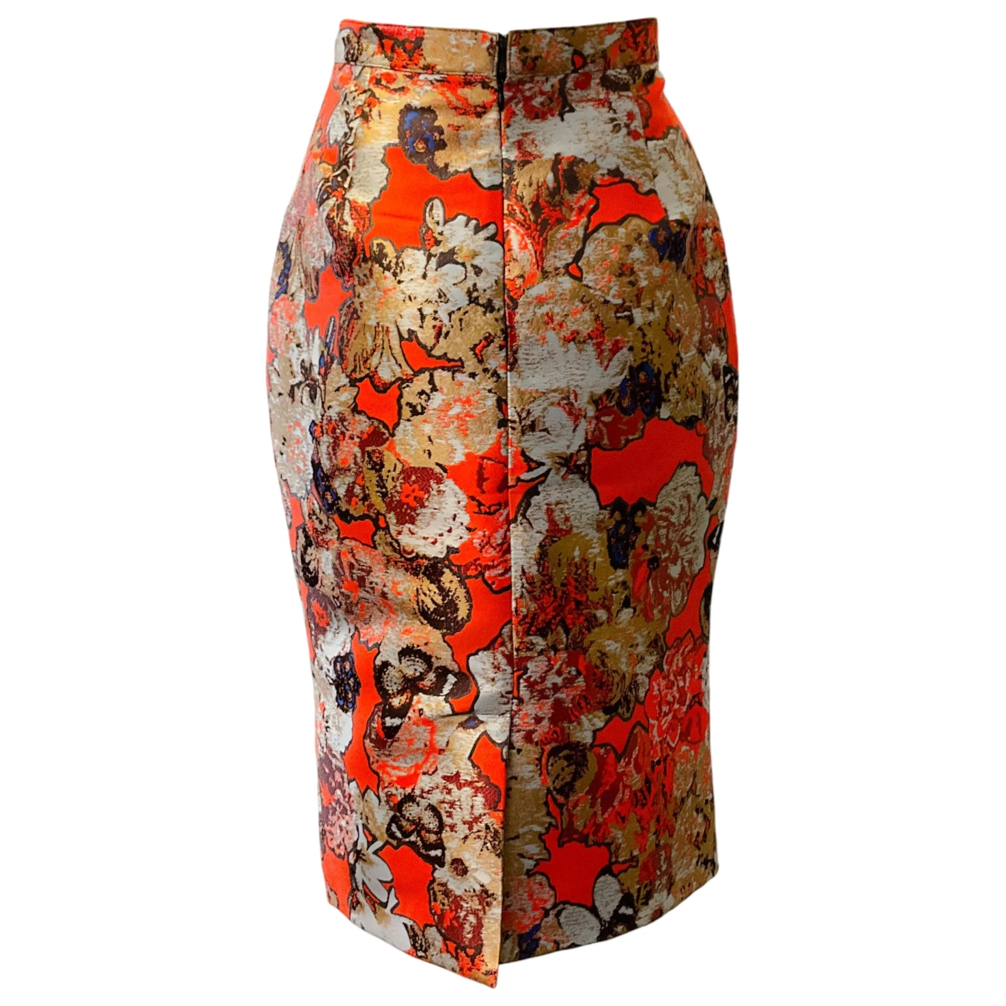 Givenchy Orange Multi Jacquard Pencil Skirt - Image 3