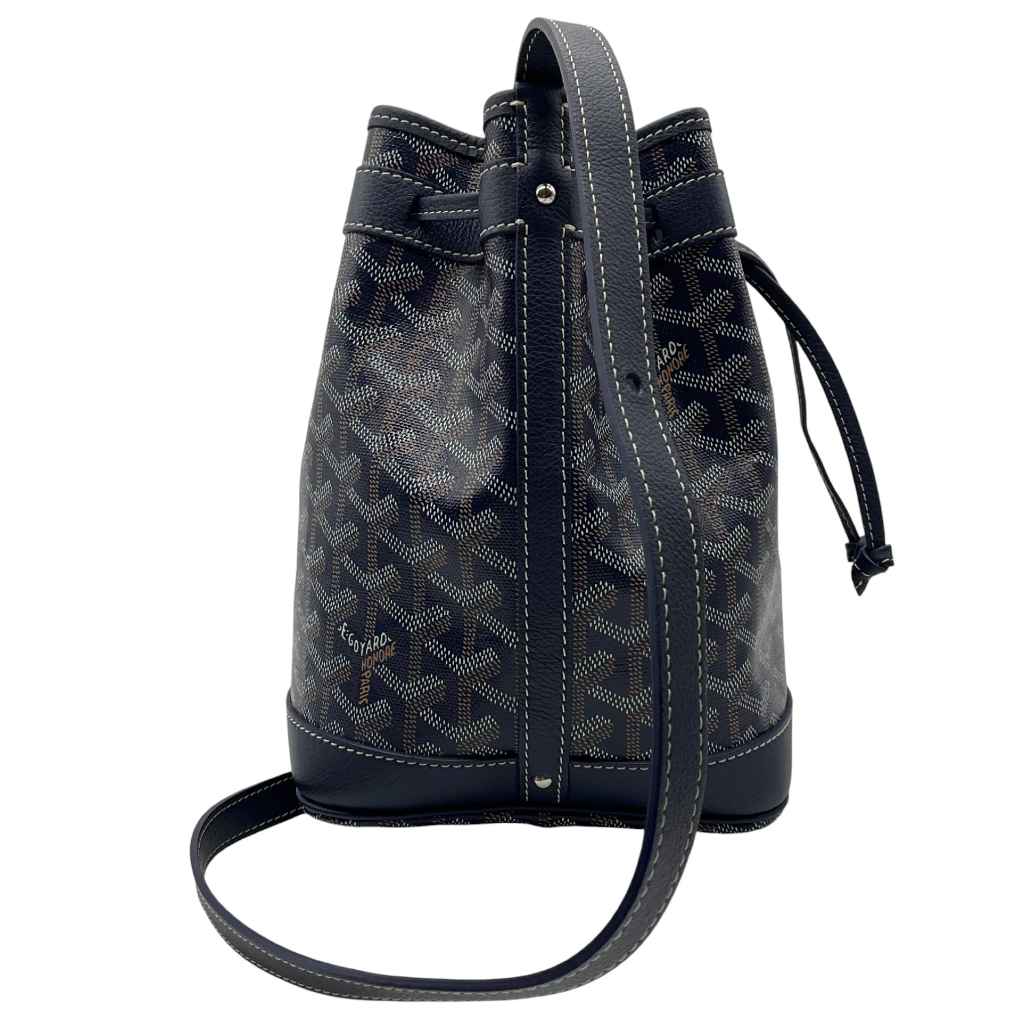 Goyard Navy Blue Goyardine Petit Flot Bucket Bag PM - Image 2