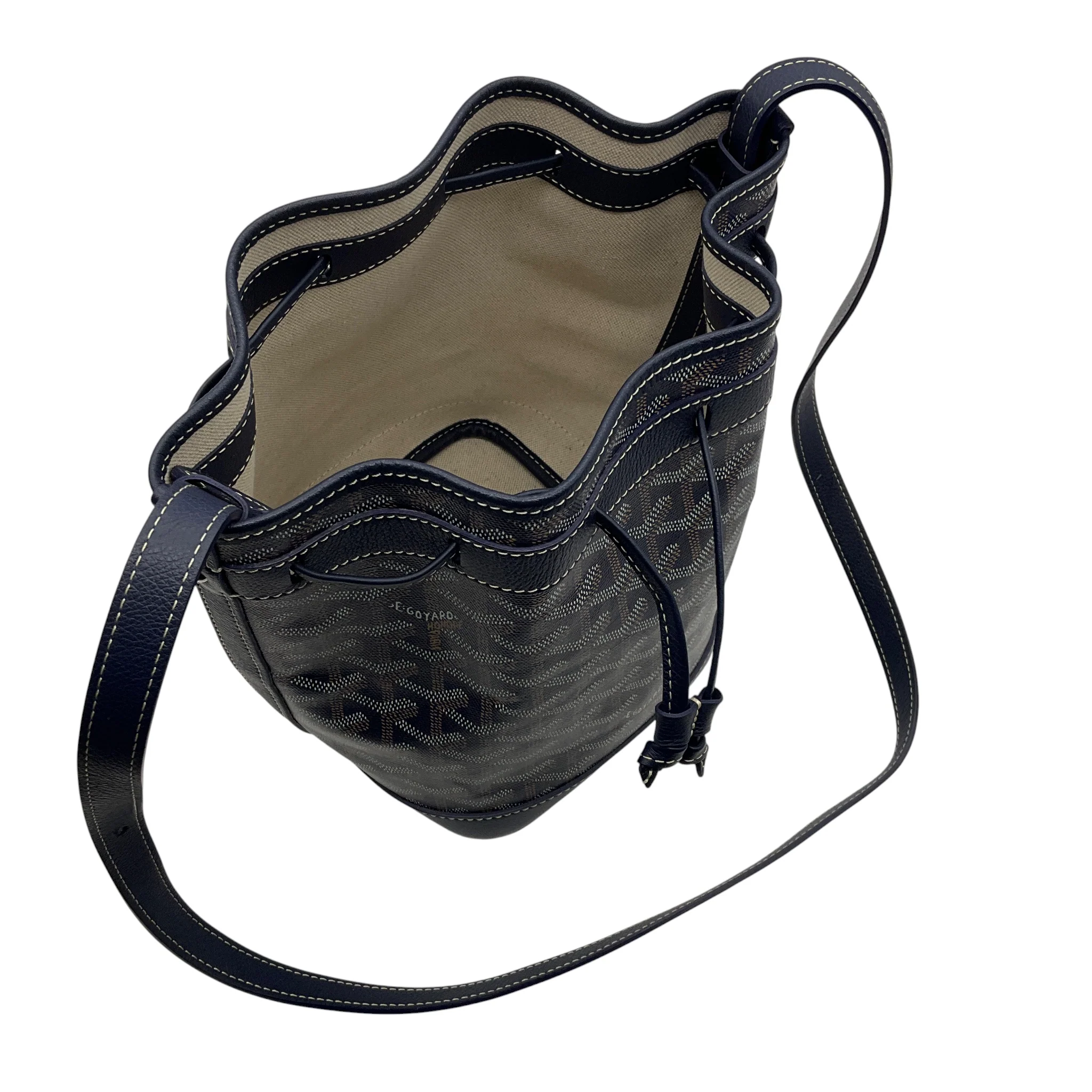 Goyard Navy Blue Goyardine Petit Flot Bucket Bag PM - Image 7