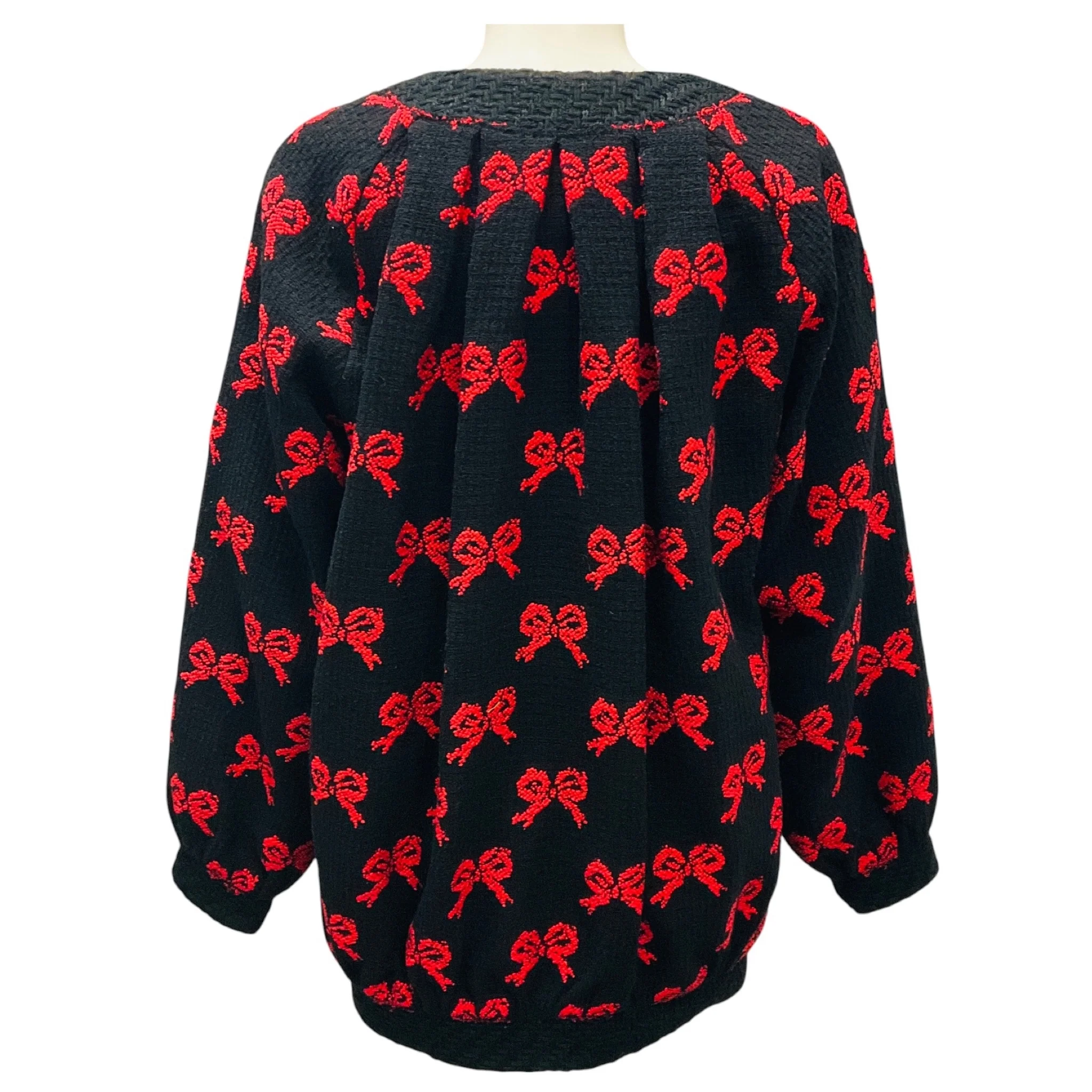 Gucci Black / Red Tweed Oversized Bomber Jacket - Image 3