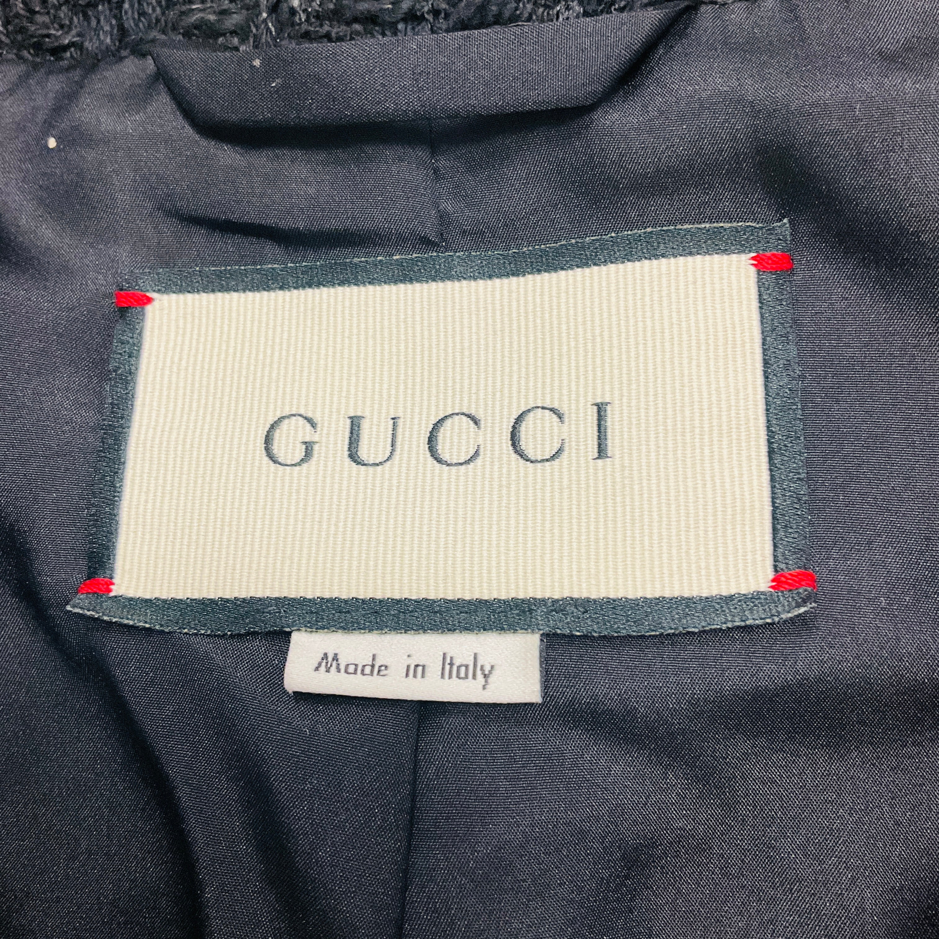 Gucci Black / Red Tweed Oversized Bomber Jacket - Image 4