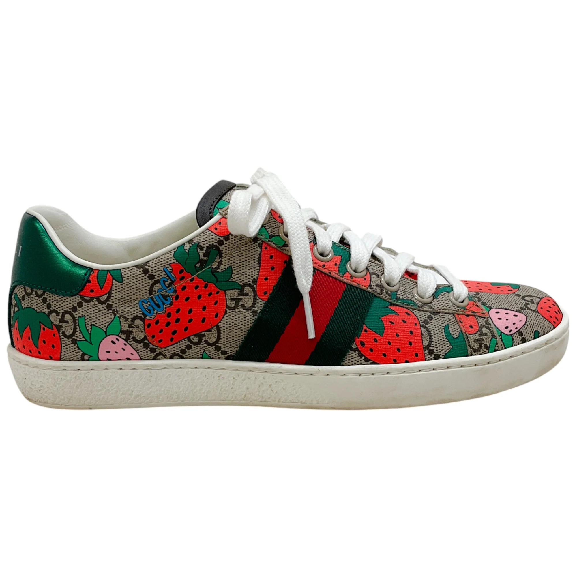 Gucci GG Supreme Monogram Sylvie Ace Strawberry Sneakers - Image 2