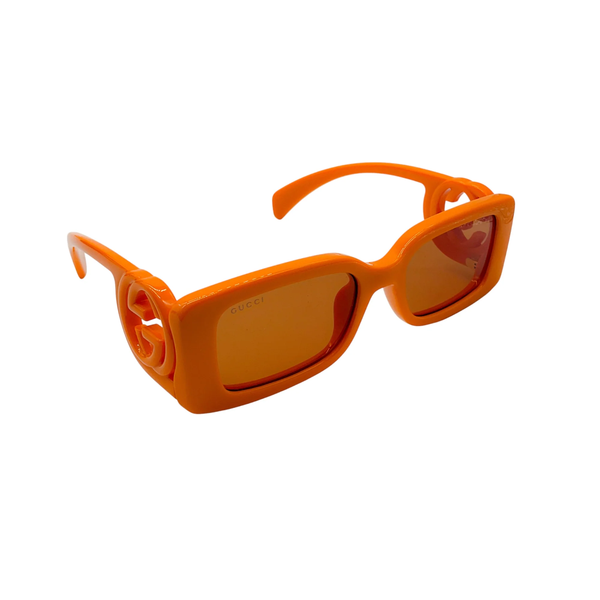 Gucci Orange / Brown Chaise Longue 54MM Rectangular Frame Sunglasses - Image 4