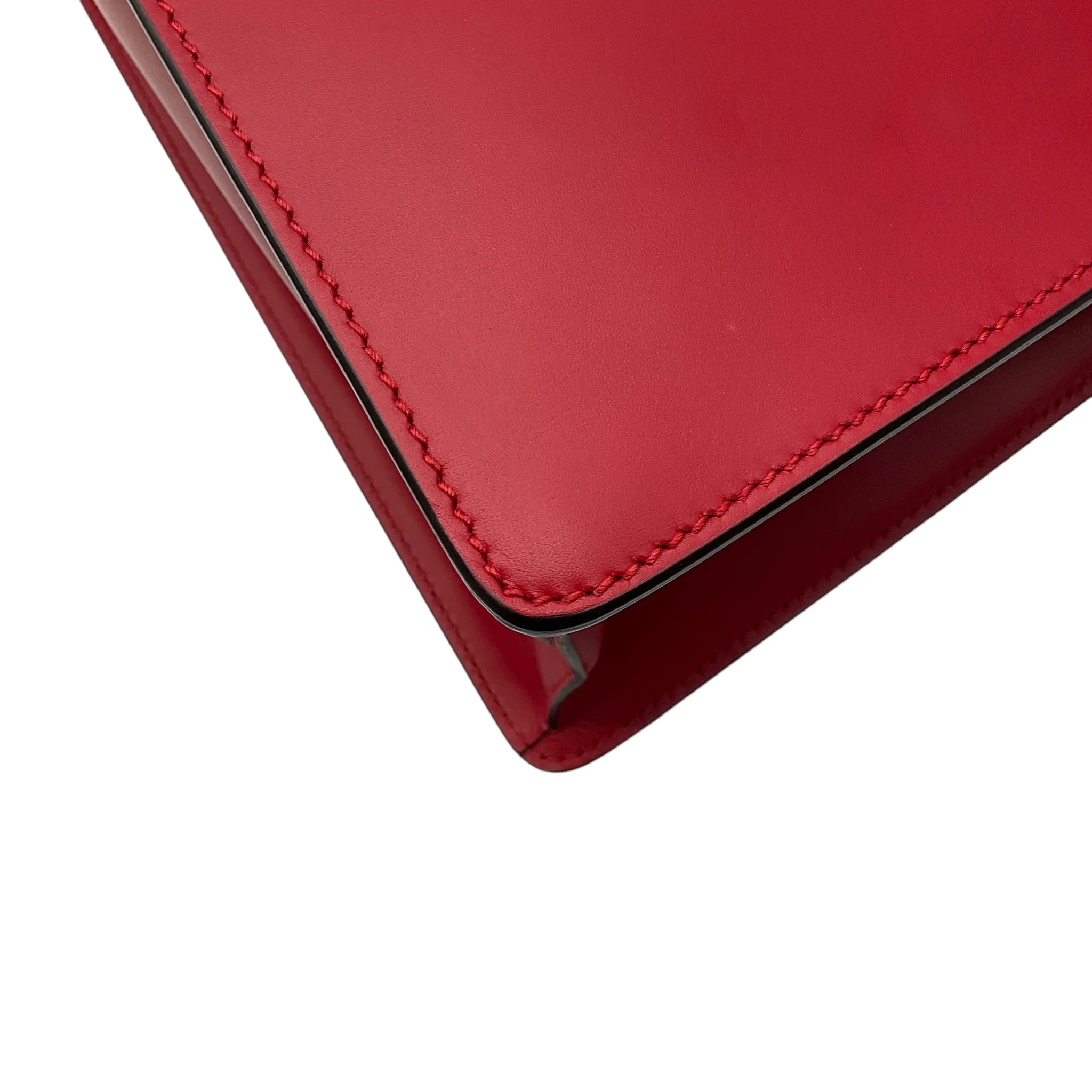 Gucci Red Calfskin Leather Medium Sylvie Two Way Top Handle Bag - Image 13