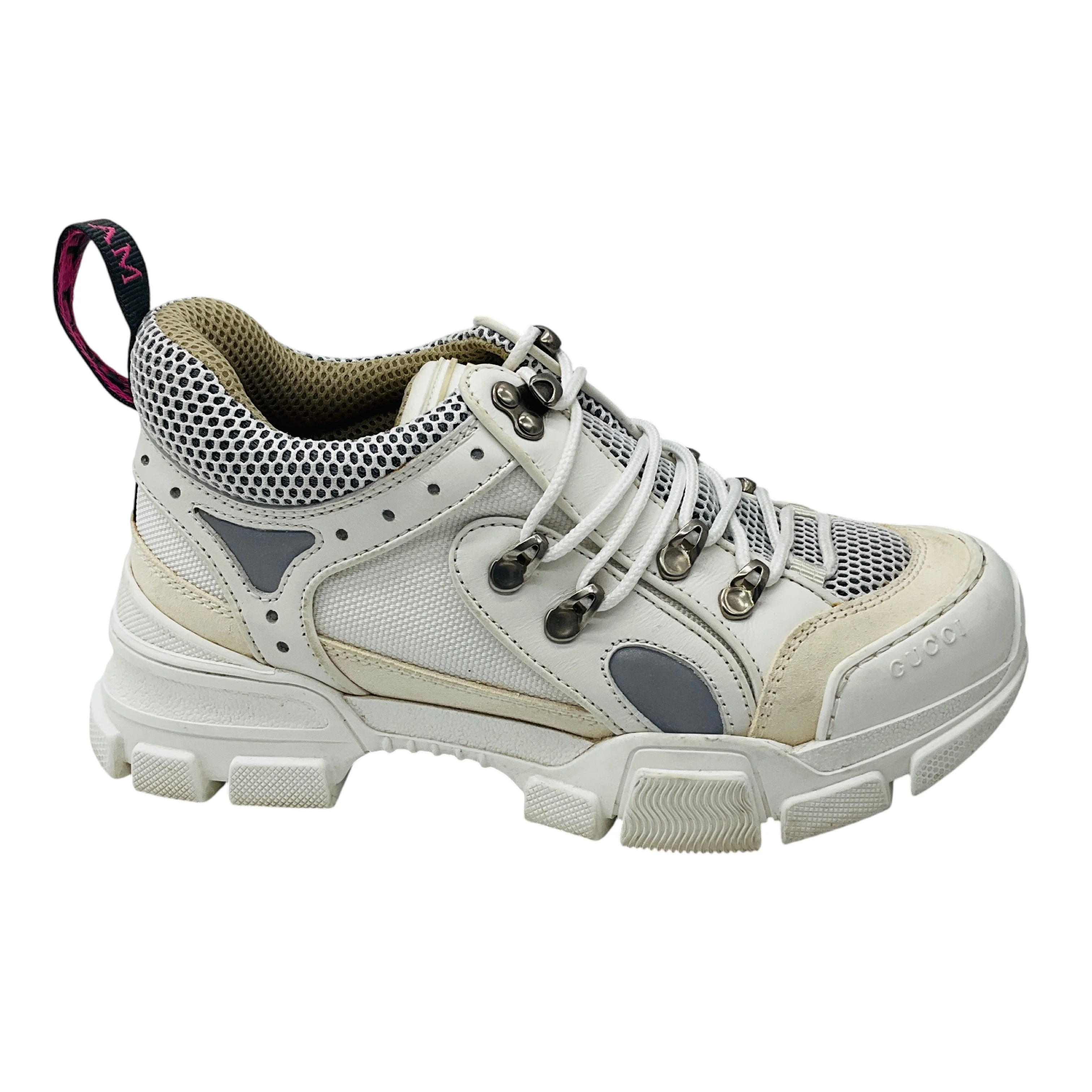 Gucci White Flashtrek Leather and Mesh Sneakers - Image 2
