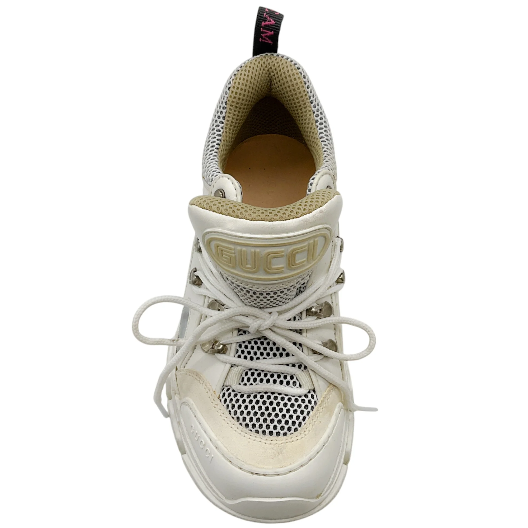 Gucci White Leather / Mesh Flashtrek Sneakers - Image 4