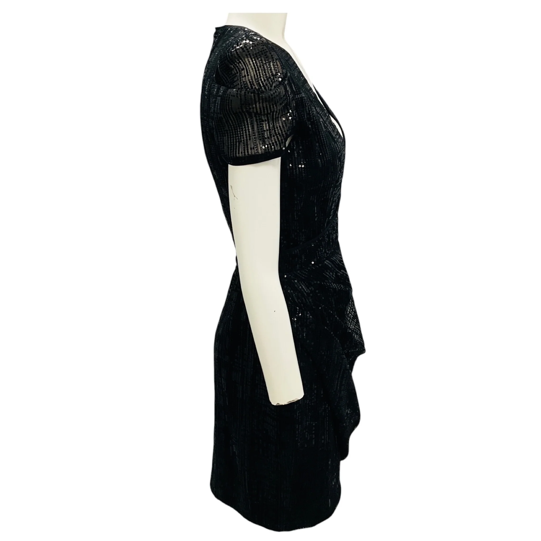 Haney Black Short Sleeved Sequined Cocktail Dress - Image 2