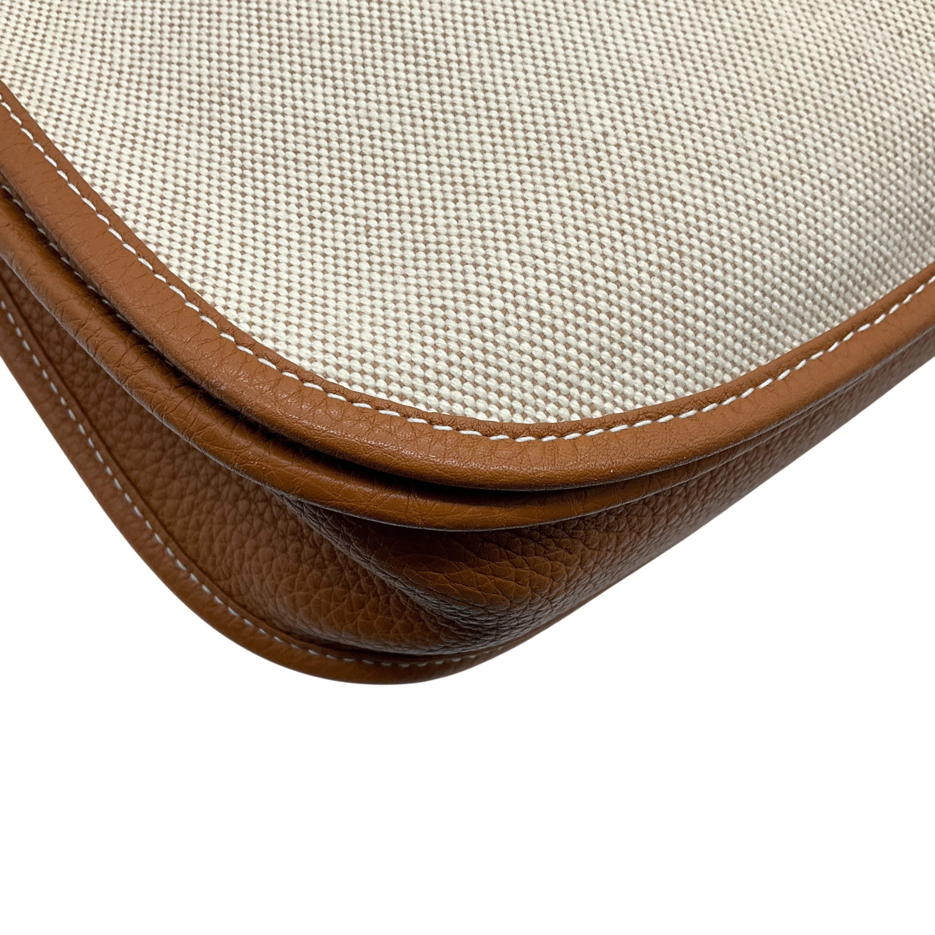 Hermes Beige / Cognac Toile / Clemence Leather Evelyne III GM - Image 7