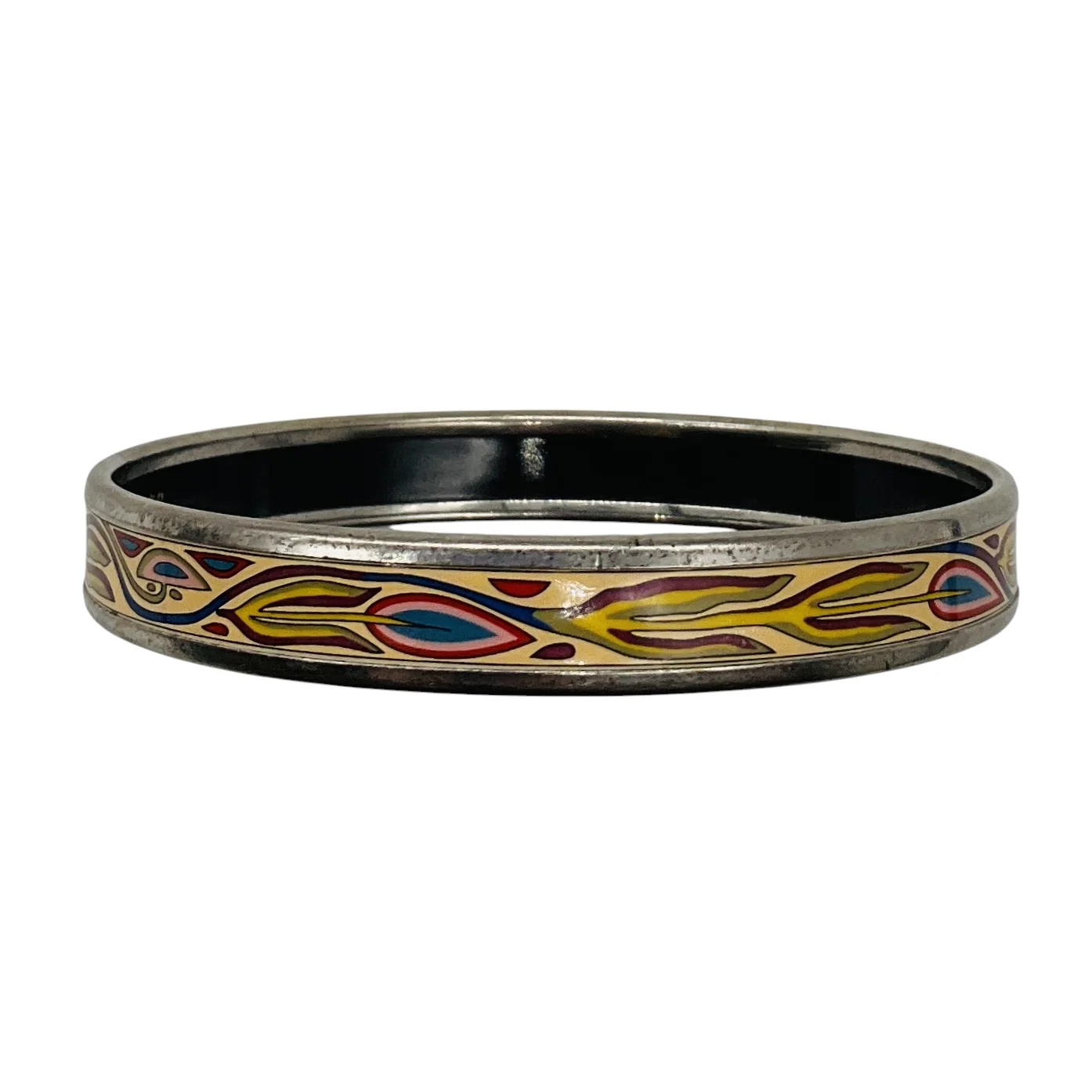 Hermes Cream Multi Printed Enamel Bangle Bracelet - Image 5