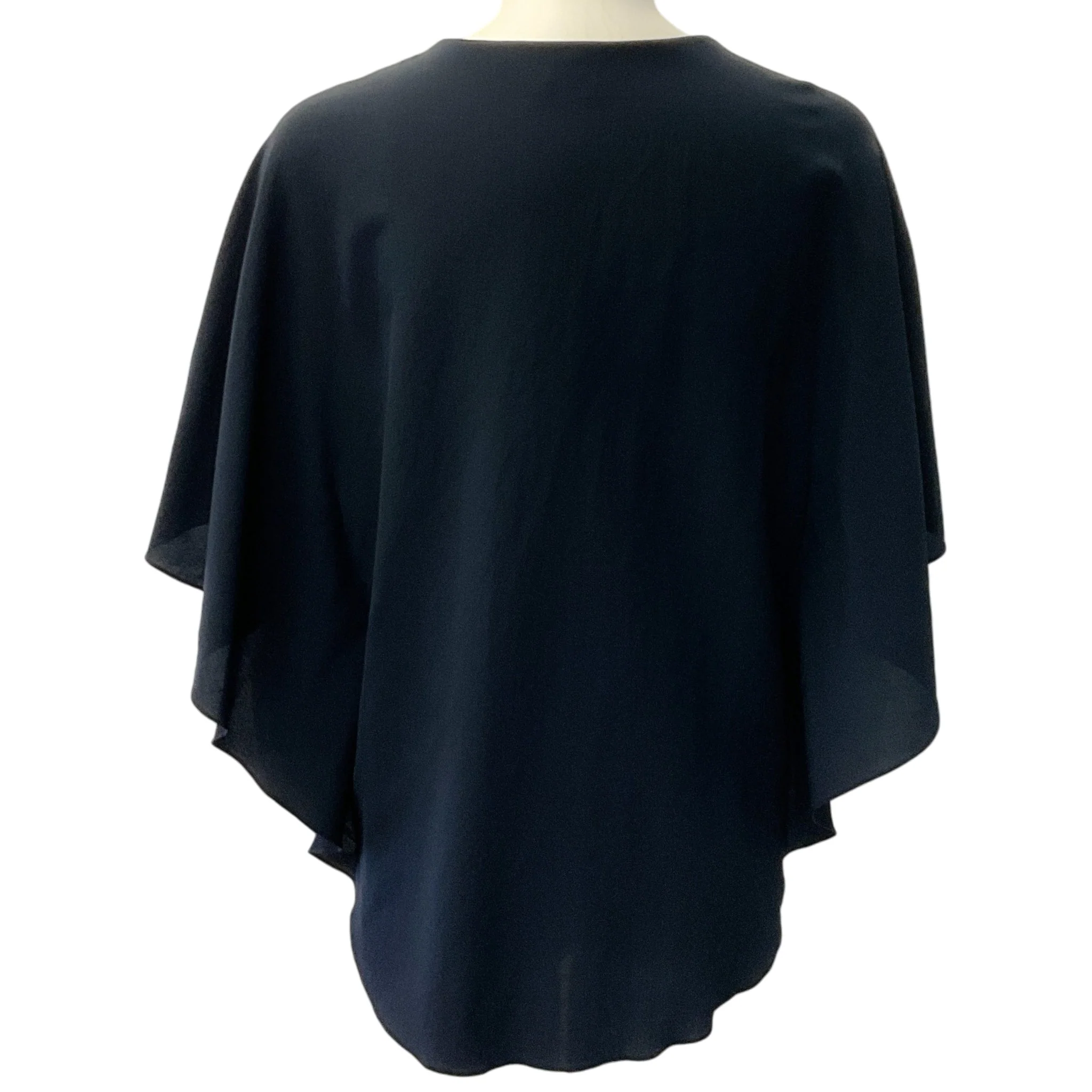 Hermes Navy Blue Silk Flutter Sleeve Drape Top - Image 3