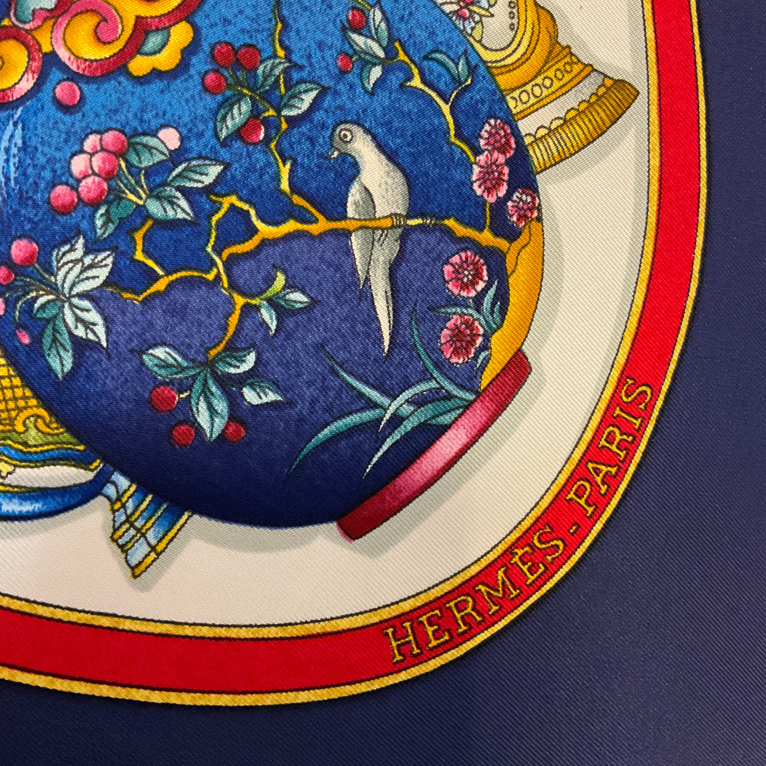 Hermes Navy Blue / White / Red Qu' Importe le Flacon Print Square Silk Twill Scarf - Image 6
