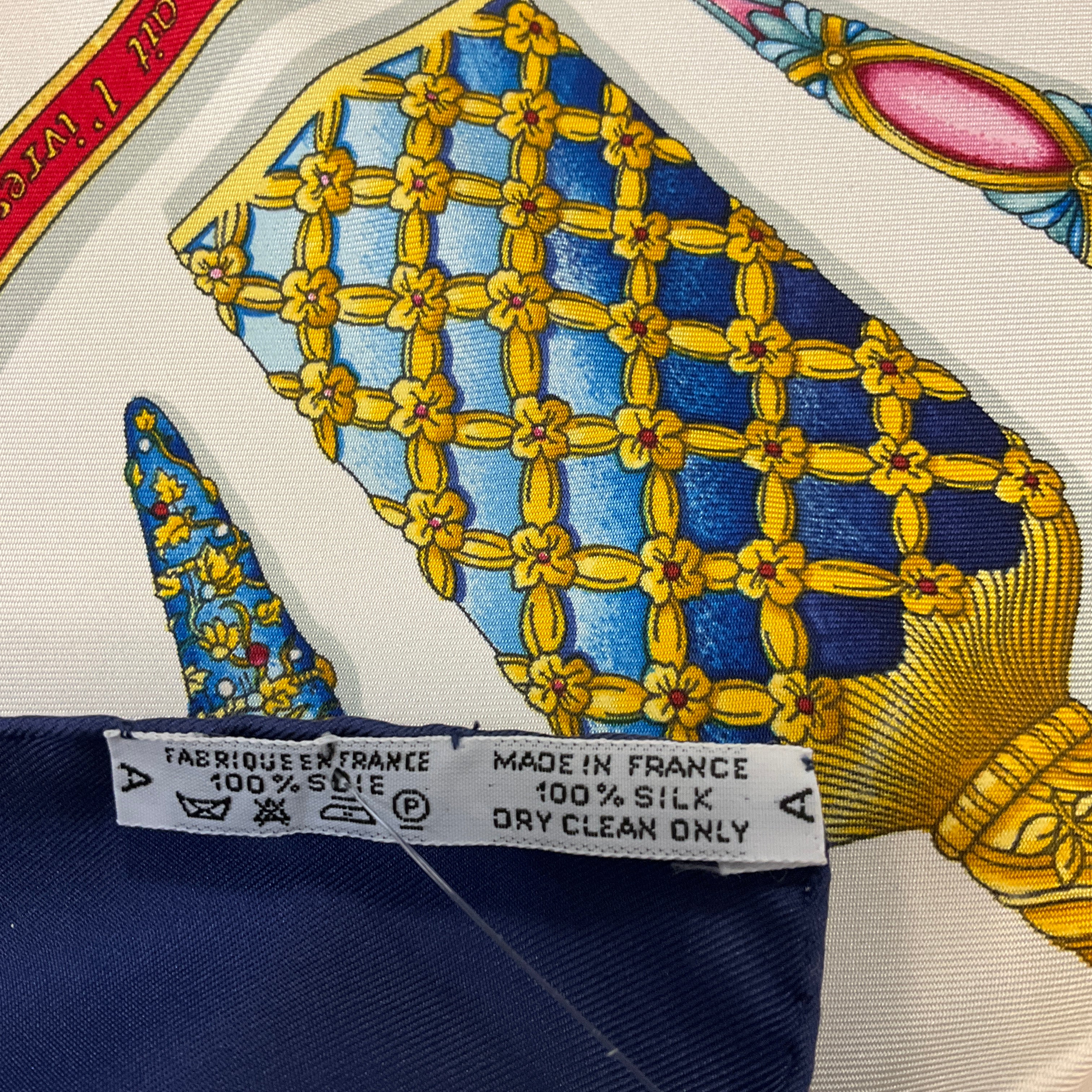 Hermes Navy Blue / White / Red Qu' Importe le Flacon Print Square Silk Twill Scarf - Image 9