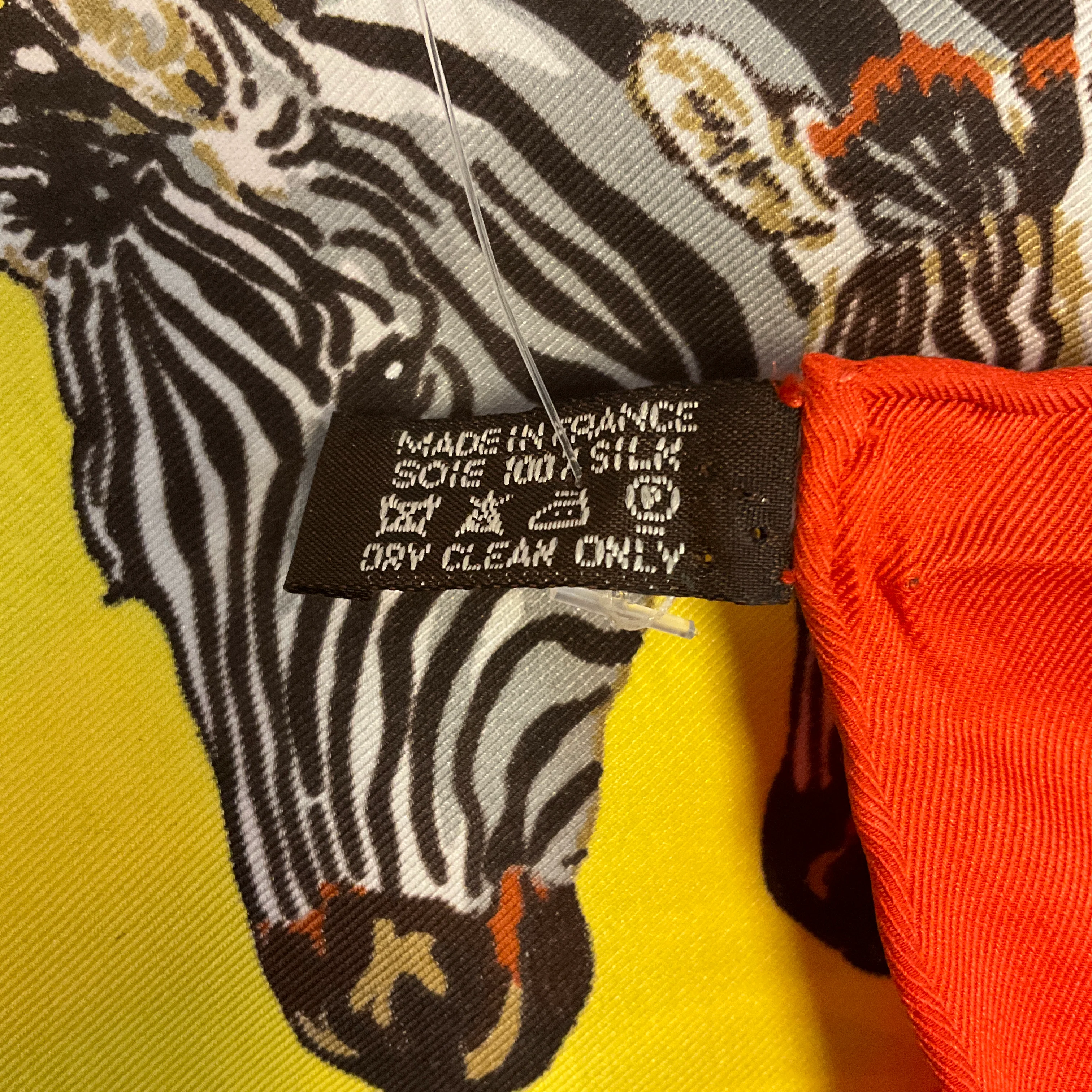 Hermes Orange Multi Les Zebres Print Square Silk Twill Scarf - Image 8