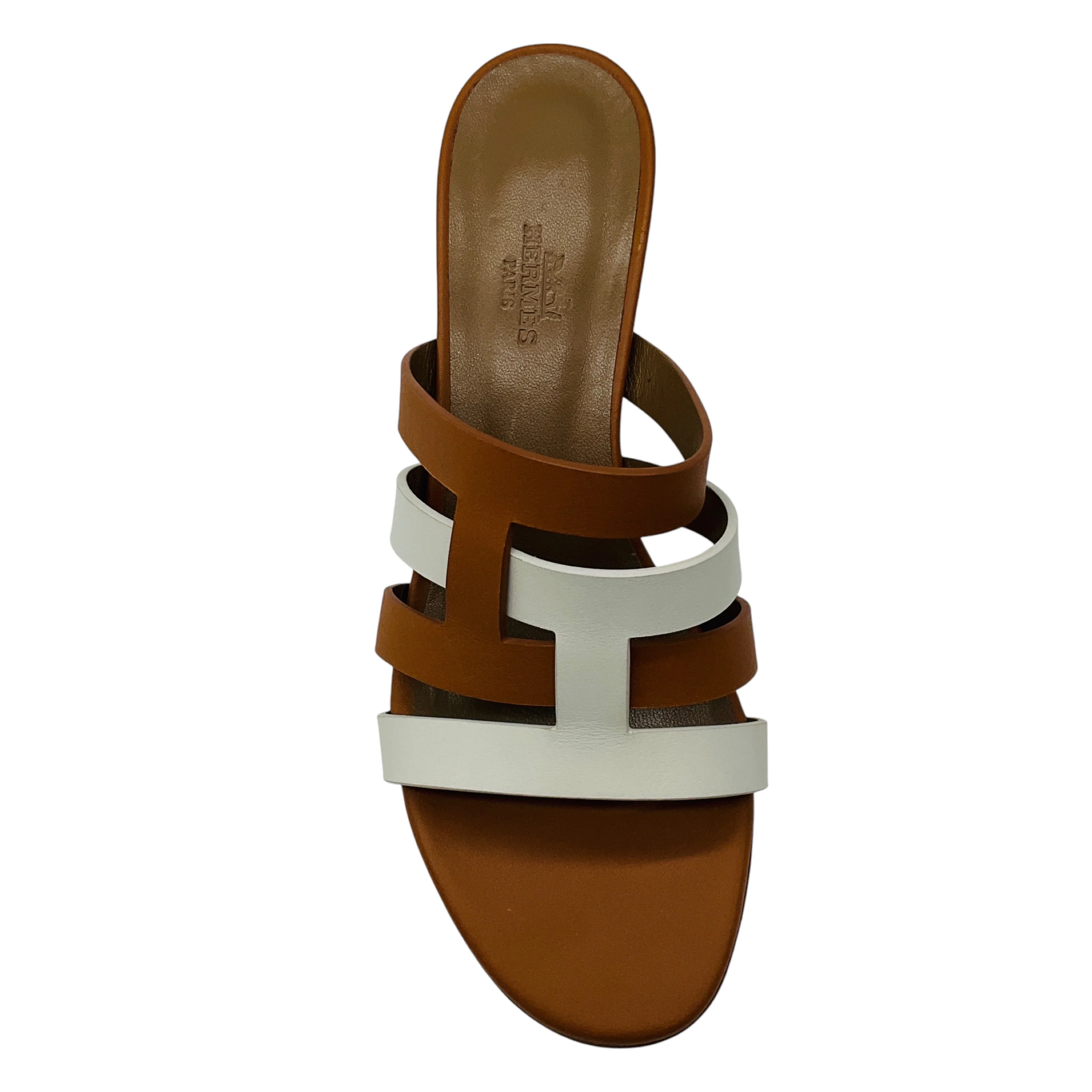 Hermes Tan / White Bicolor Amica Sandal - Image 4