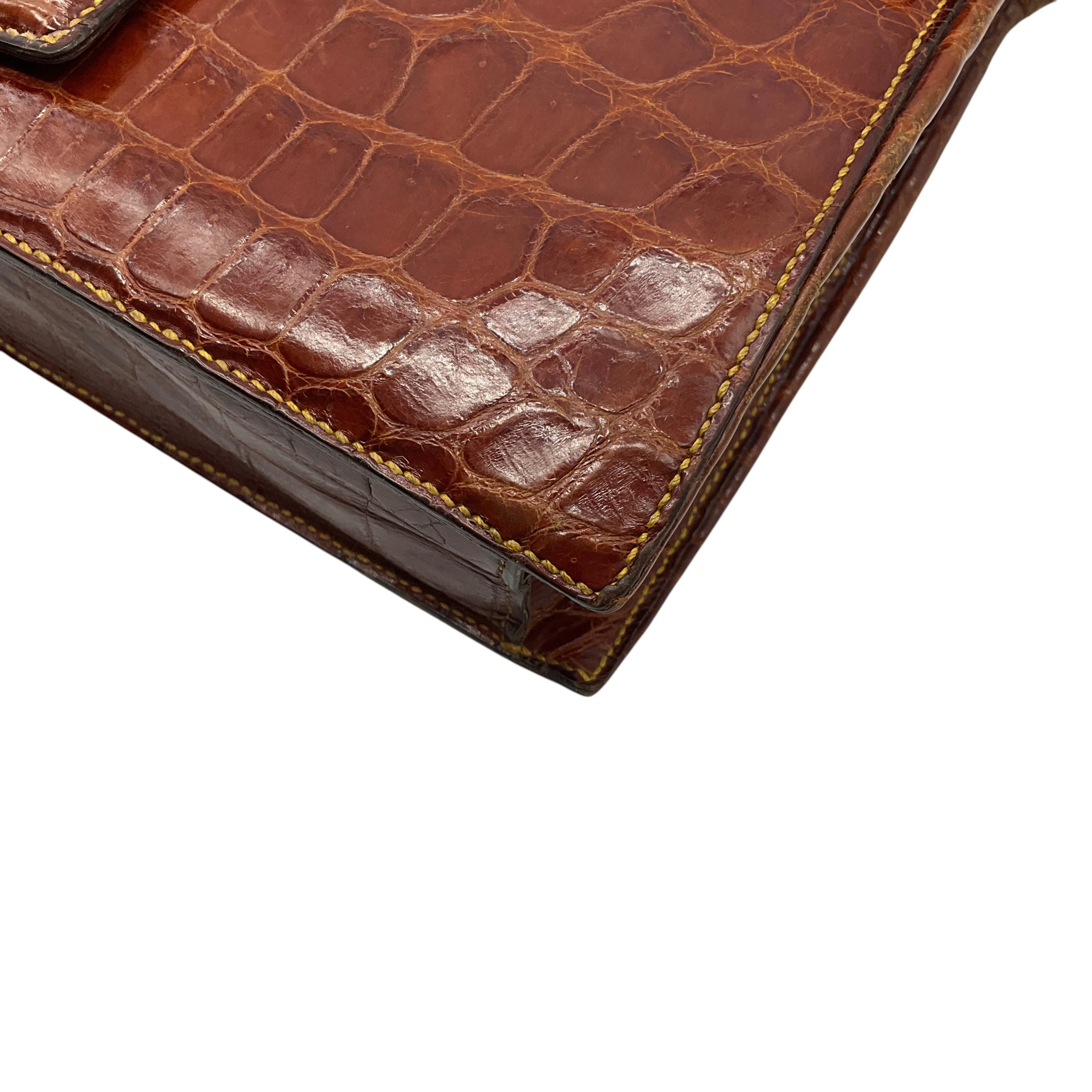 Hermes Vintage Light Brown Alligator Skin Leather 24 Faubourg Saint Honore Handbag - Image 13