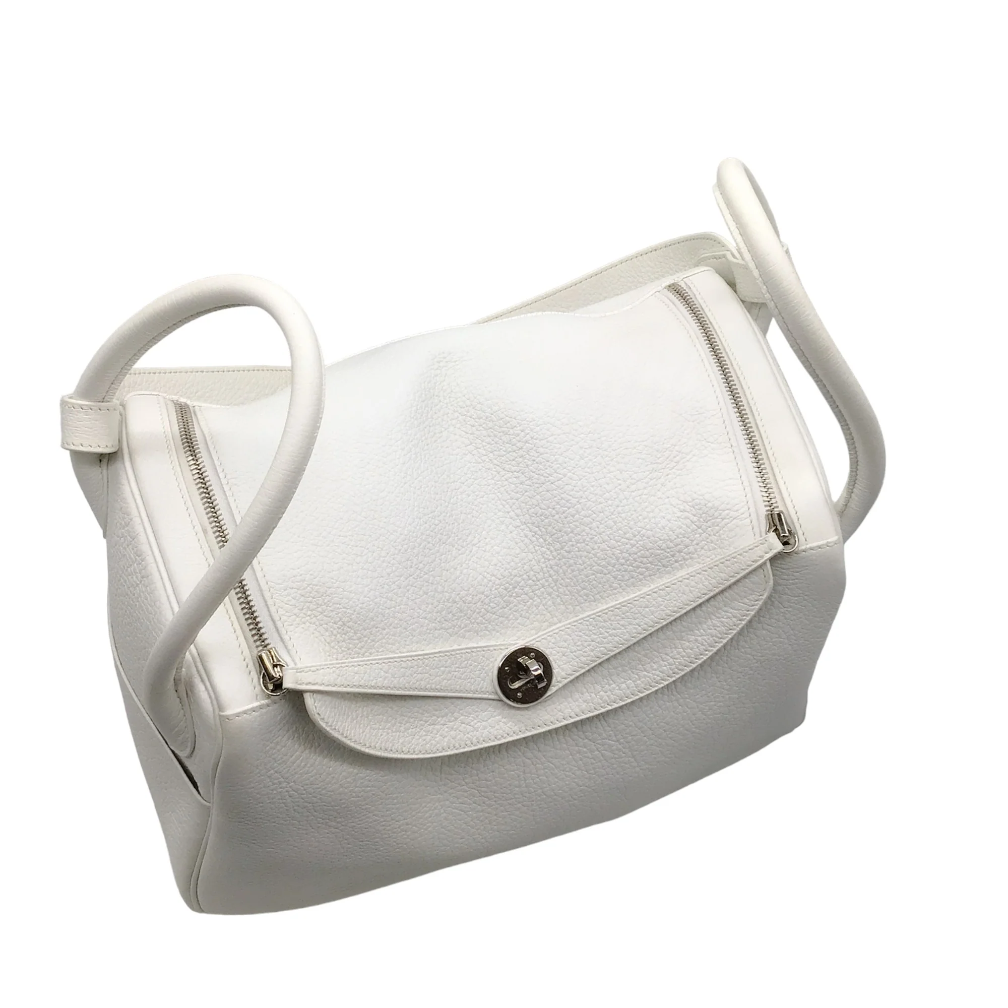 Hermes White 2007 Togo Leather Lindy Handbag - Image 5