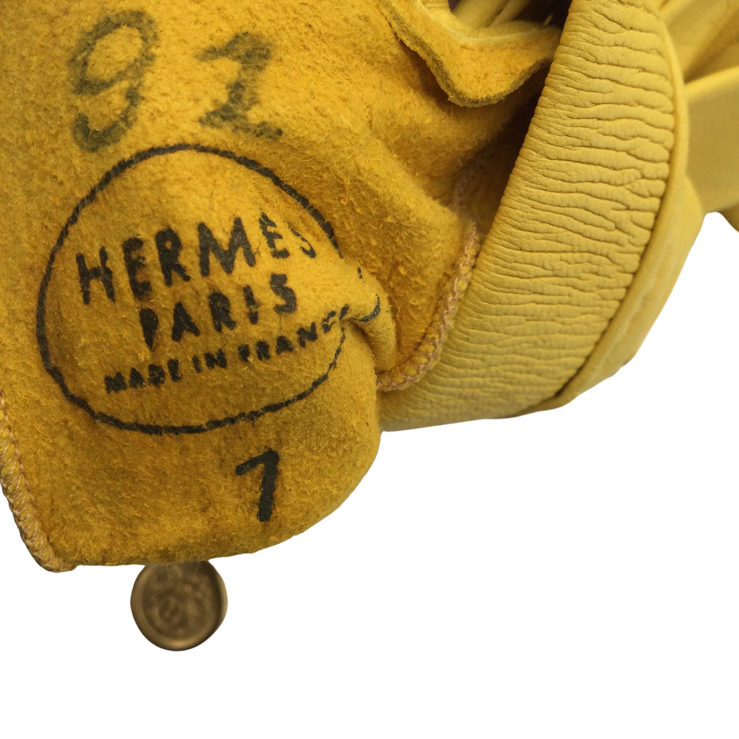 Hermès Yellow Leather Gloves - Image 6