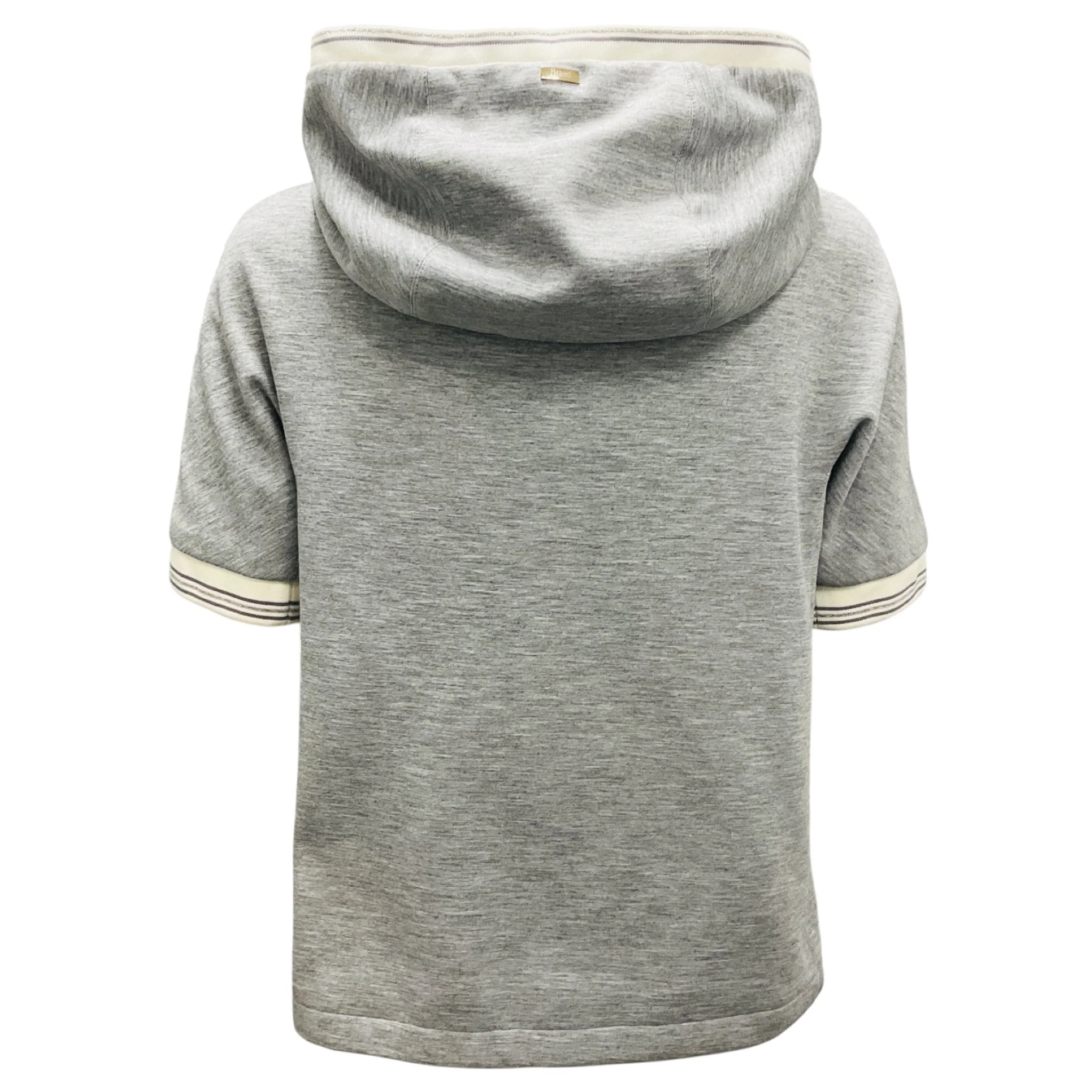 Herno Grey Hooded Short Sleeved Full Zip Jacket - Image 3