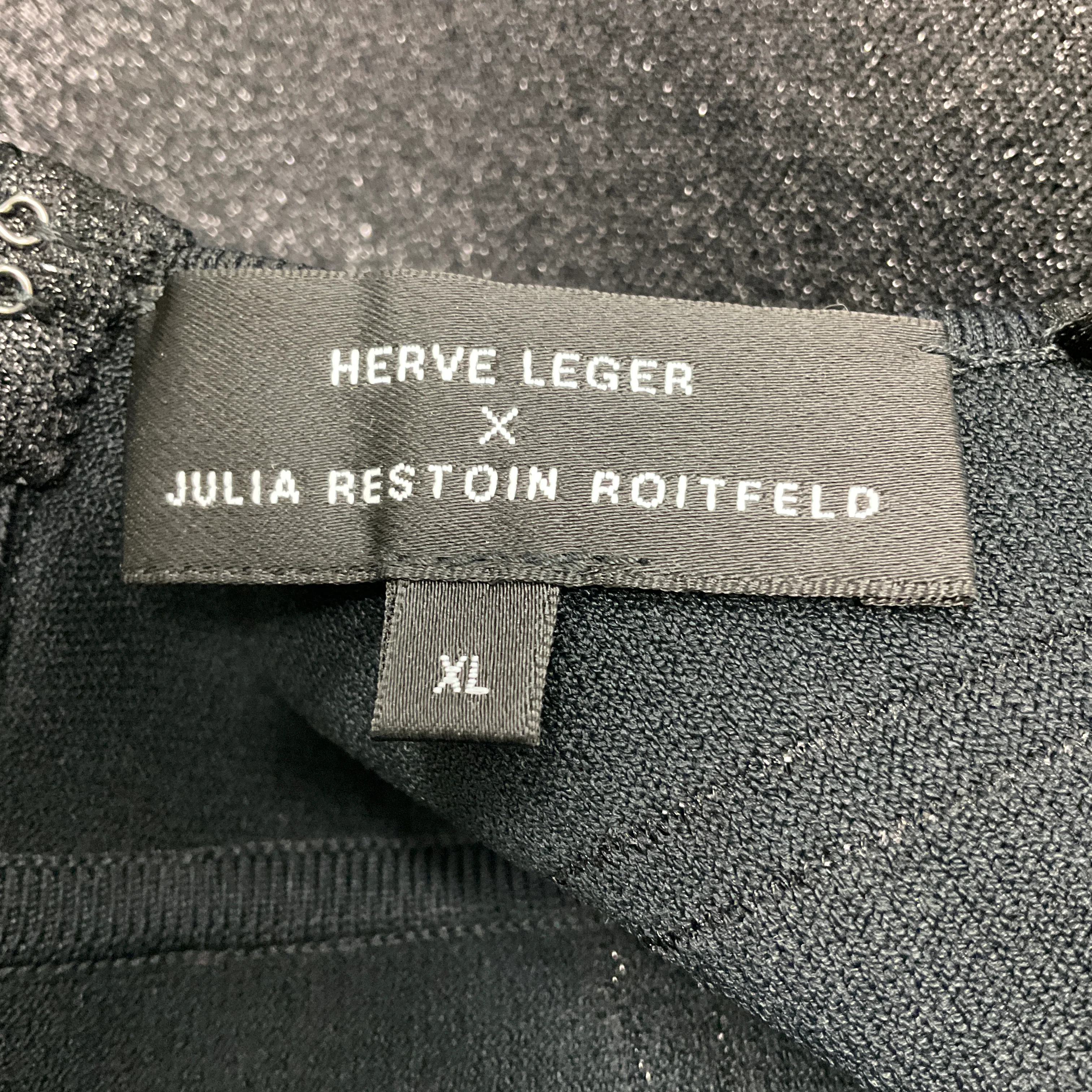 Herve Leger x Julia Restoin Roitfeld Black Stretch Knit Bandage Cocktail Dress - Image 4