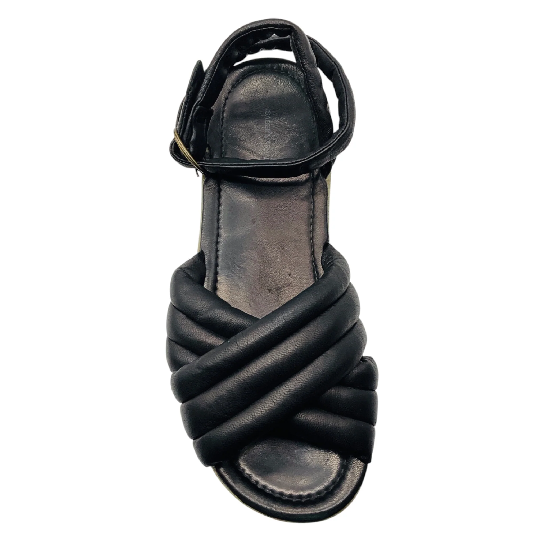 Isabel Marant Black / Olive Green Leather and Suede Ankle Strap Platform Sandals - Image 4