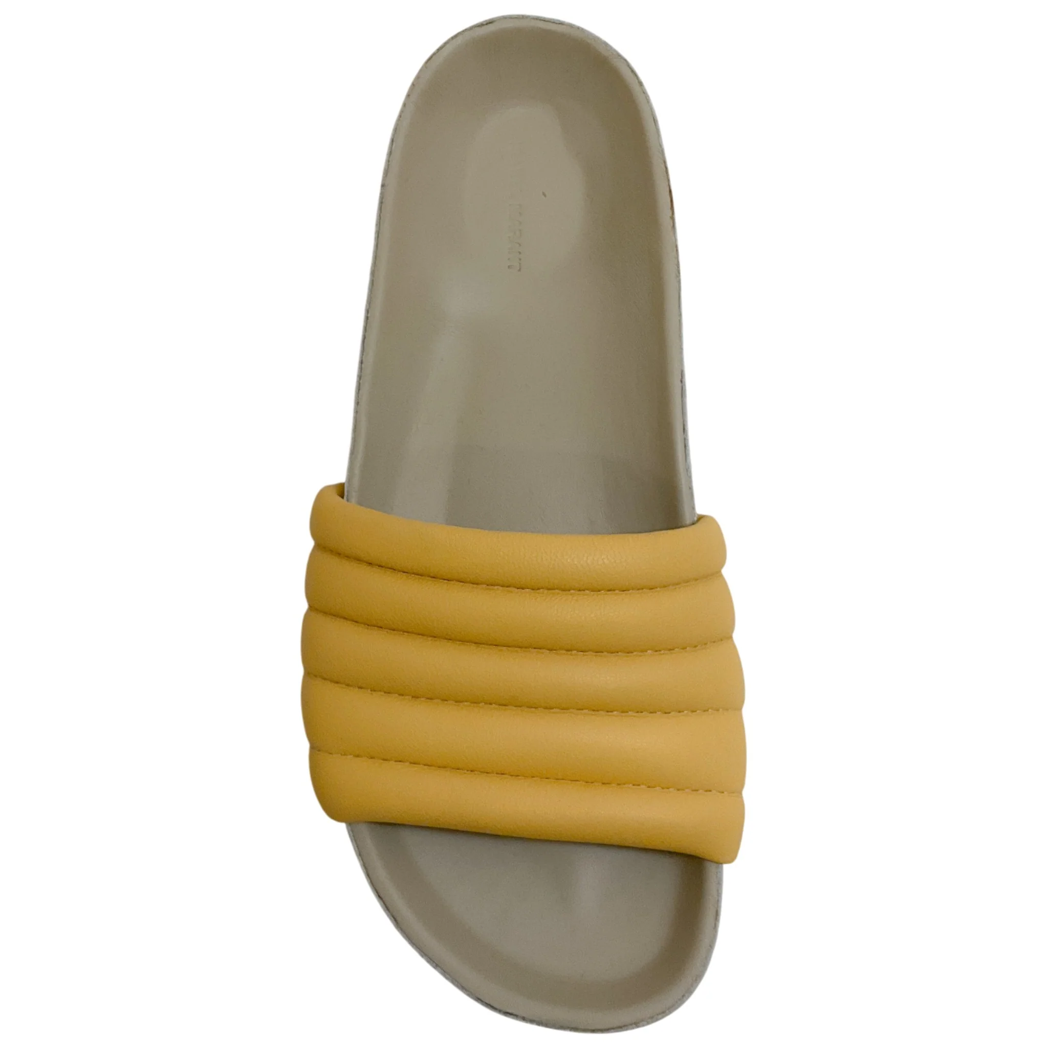 Isabel Marant Light Yellow Leather Padded Hellea Slide Sandals - Image 4