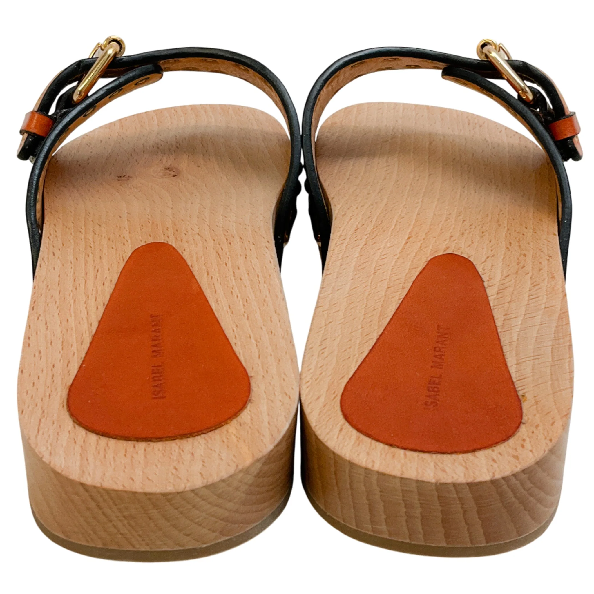 Isabel Marant Natural Leather Jaso Eyelet Grommet Wood Slide Sandals - Image 5