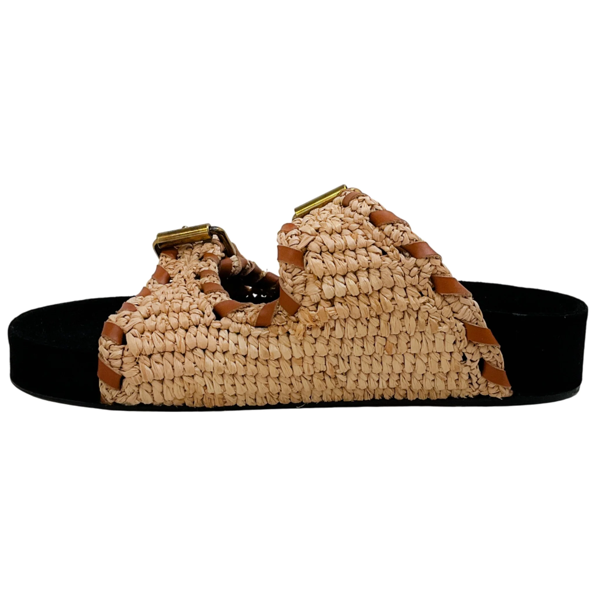 Isabel Marant Natural Raffia / Cognac Trim Lennyo Sandals - Image 3