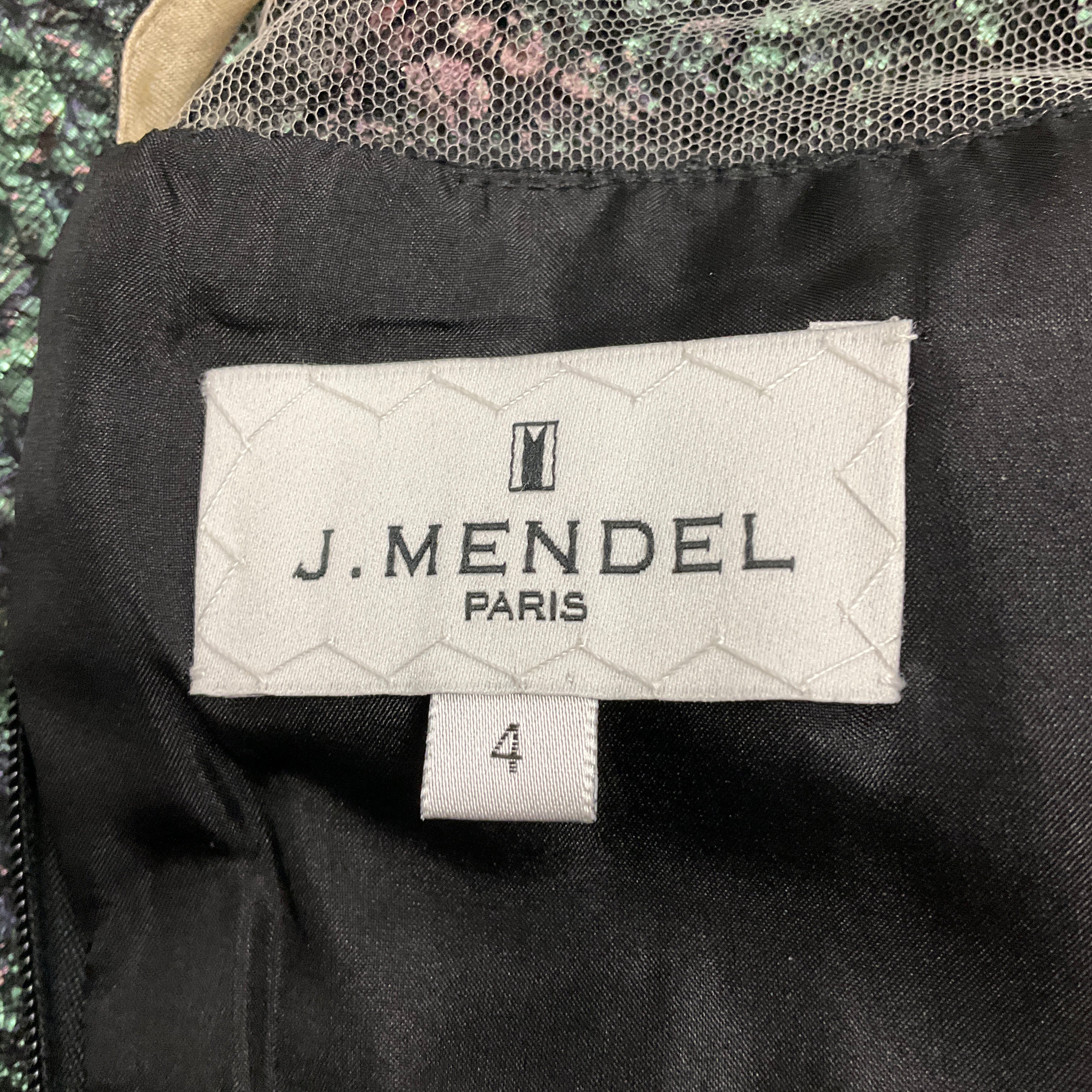 J. Mendel Teal Multi Lace and Jacquard Cocktail Dress - Image 4