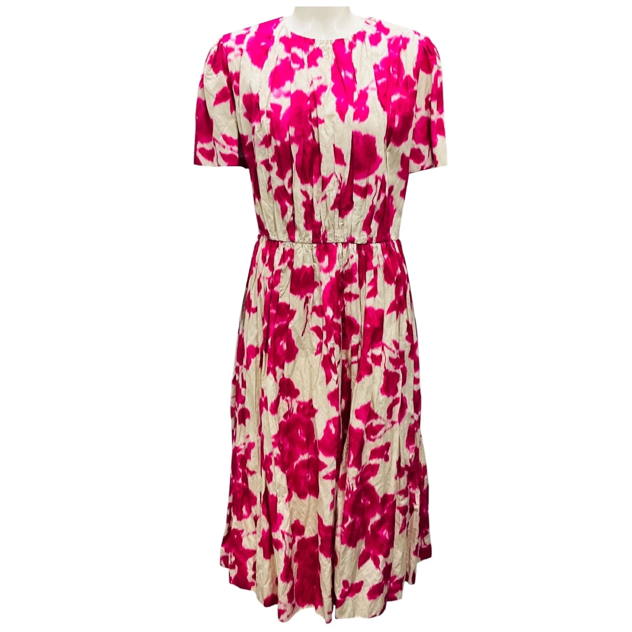 Jason Wu Collection Fuchsia / Ivory Short Sleeved Midi Dress