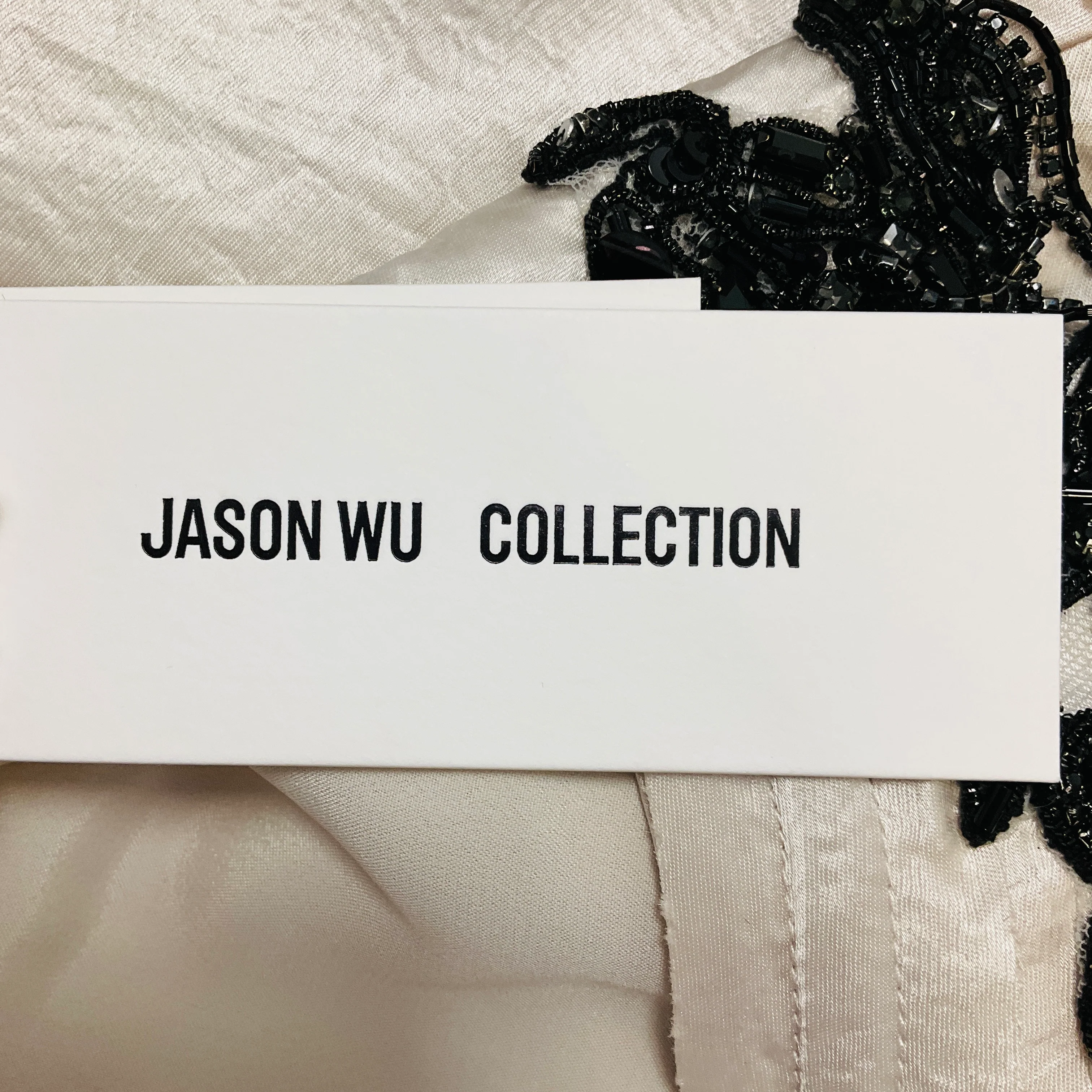 Jason Wu Collection Oyster Twill Embellished Cap Sleeve Gown - Image 6