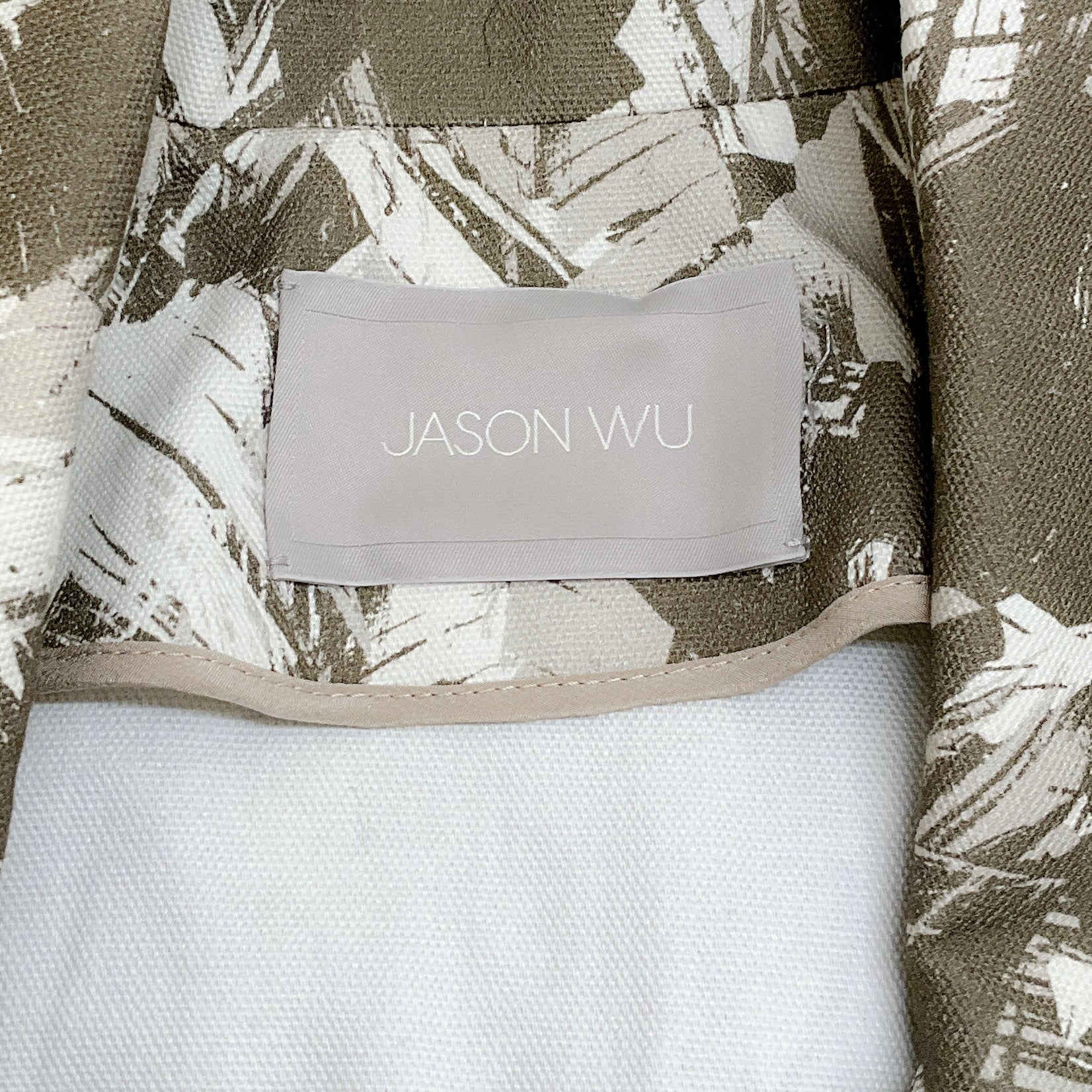 Jason Wu Olive / Ivory Cotton Canvas Belted One Button Jacket - Image 4