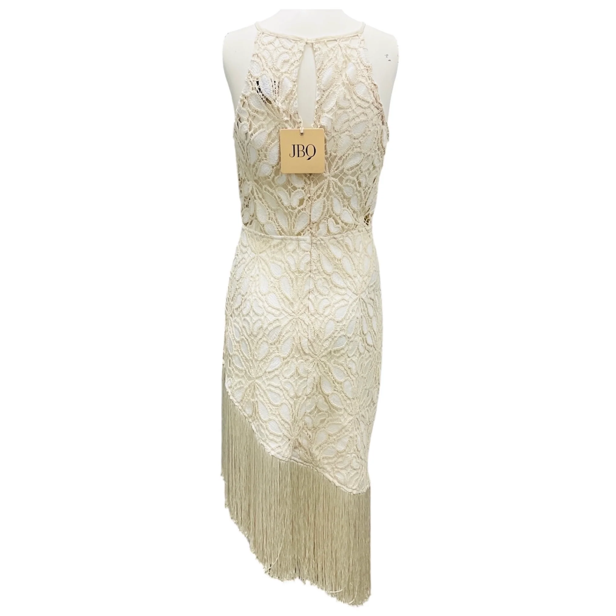 JBQ Natural Crochet Fringe Hem Natalie Dress - Image 3