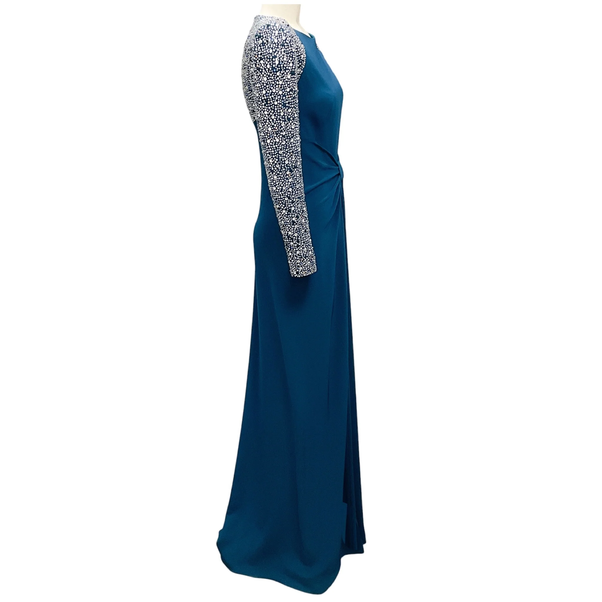 Jenny Packham Ink Blue Twyla Crystal Embellished Crepe Gown - Image 2