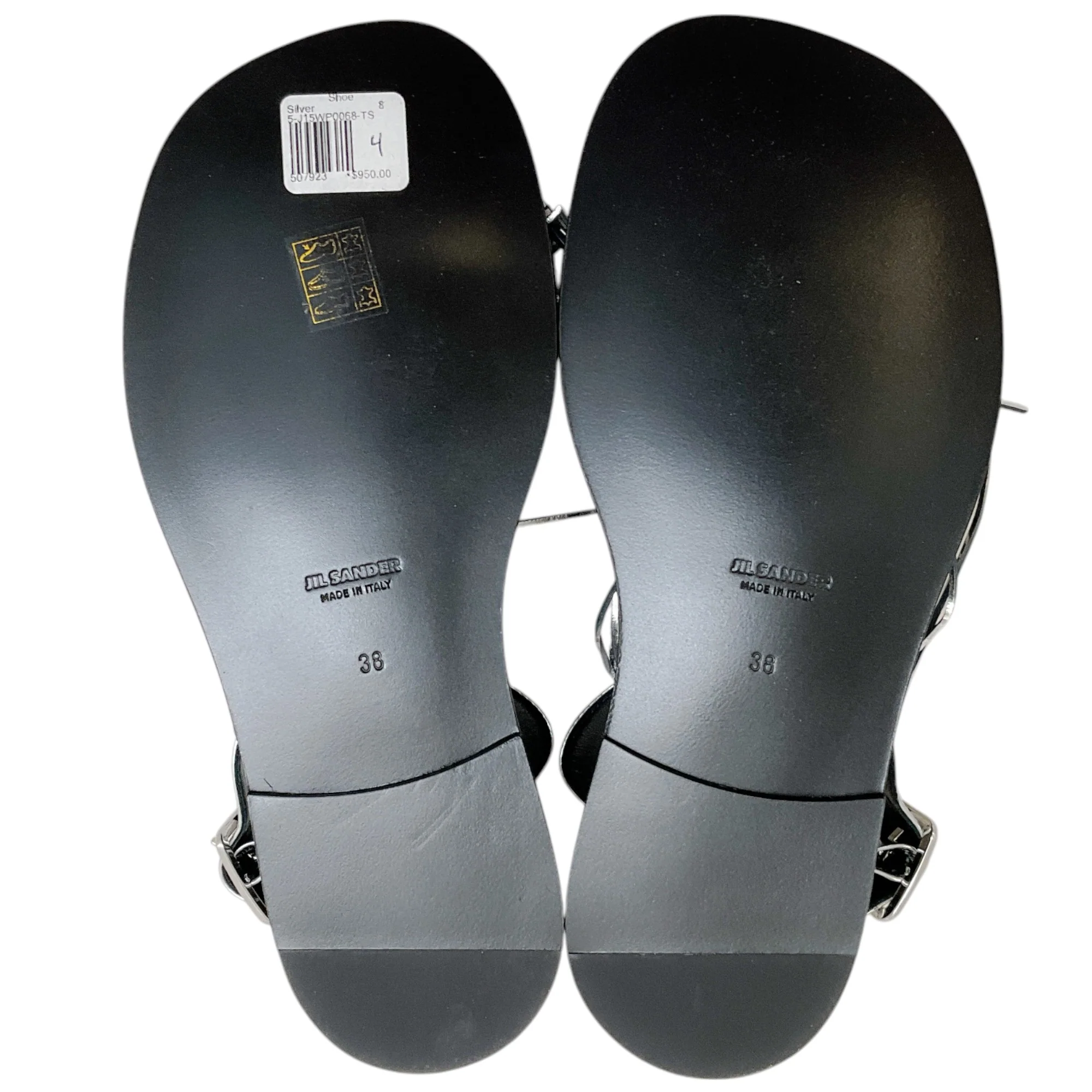 Jil Sander Silver Leather Fringed Sandals - Image 8