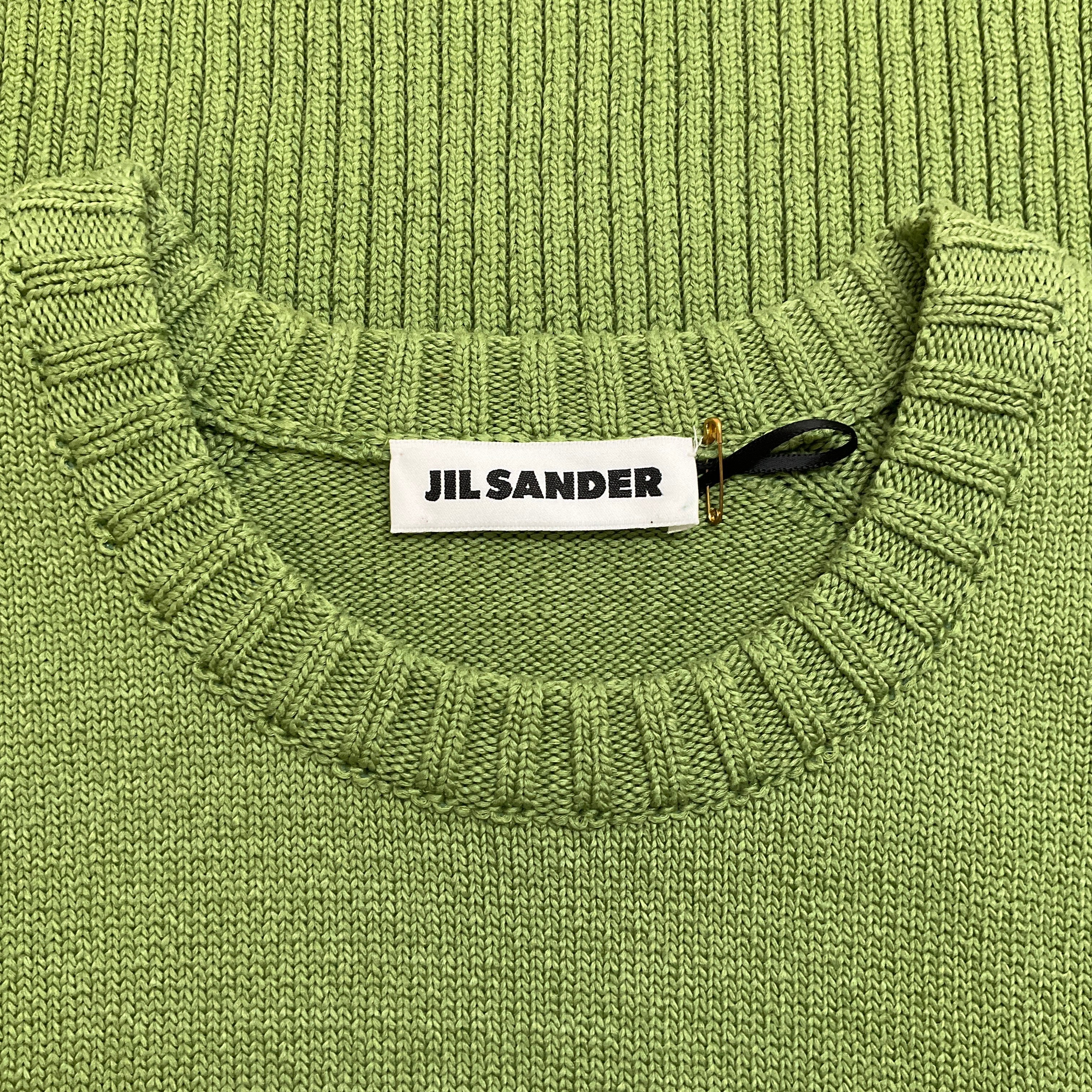 Jill Sander Green Sleeveless Ribbed Knit Dress - Image 4