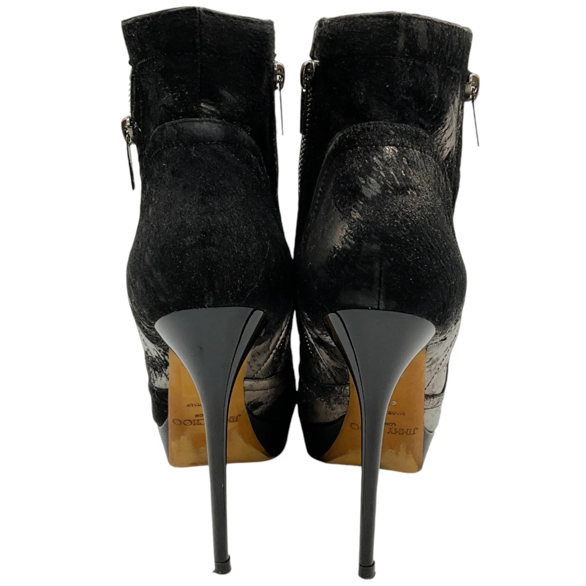 Jimmy Choo Black Metallic Distressed Platform Ankle Boots - Image 5