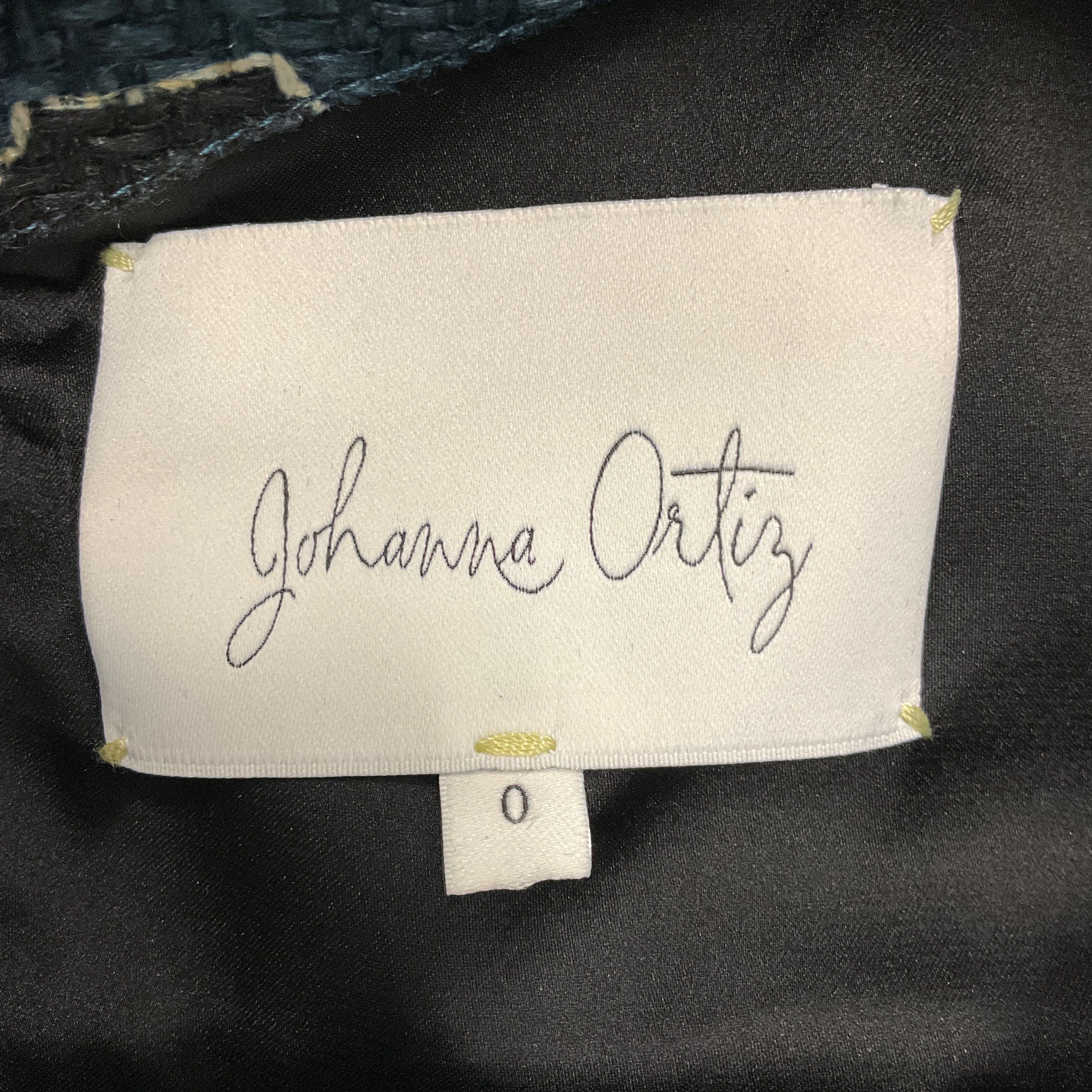 Johanna Ortiz Navy / Black Rito Ancestral Ruffled Hem Midi Cocktail Dress - Image 4