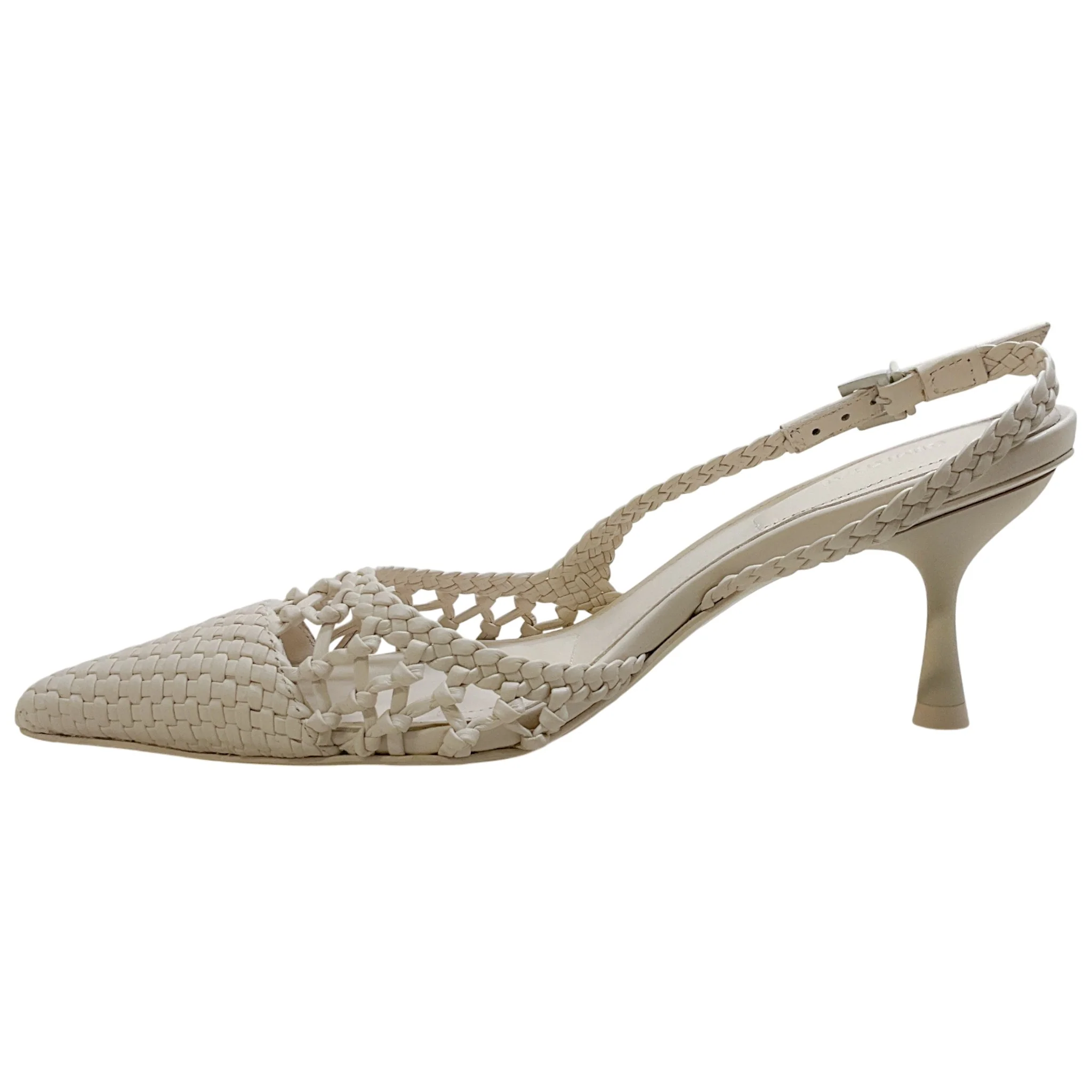 Jonathan Simkhai Ivory Leather Open Weave Slingback Pumps - Image 3