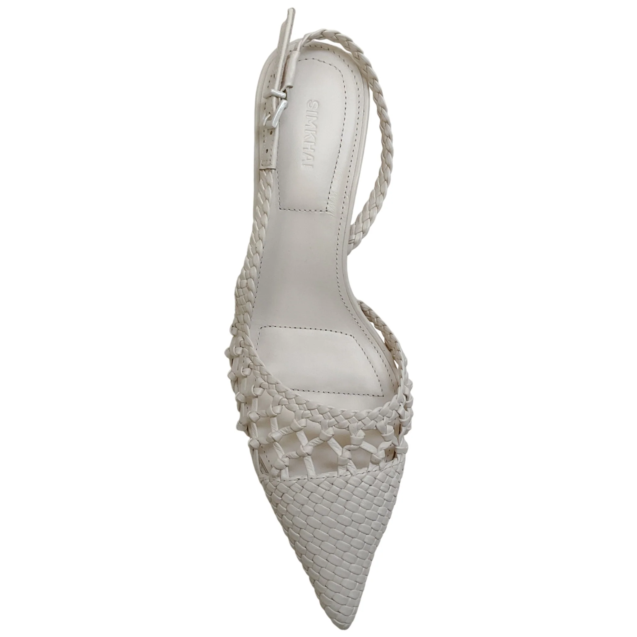 Jonathan Simkhai Ivory Leather Open Weave Slingback Pumps - Image 4