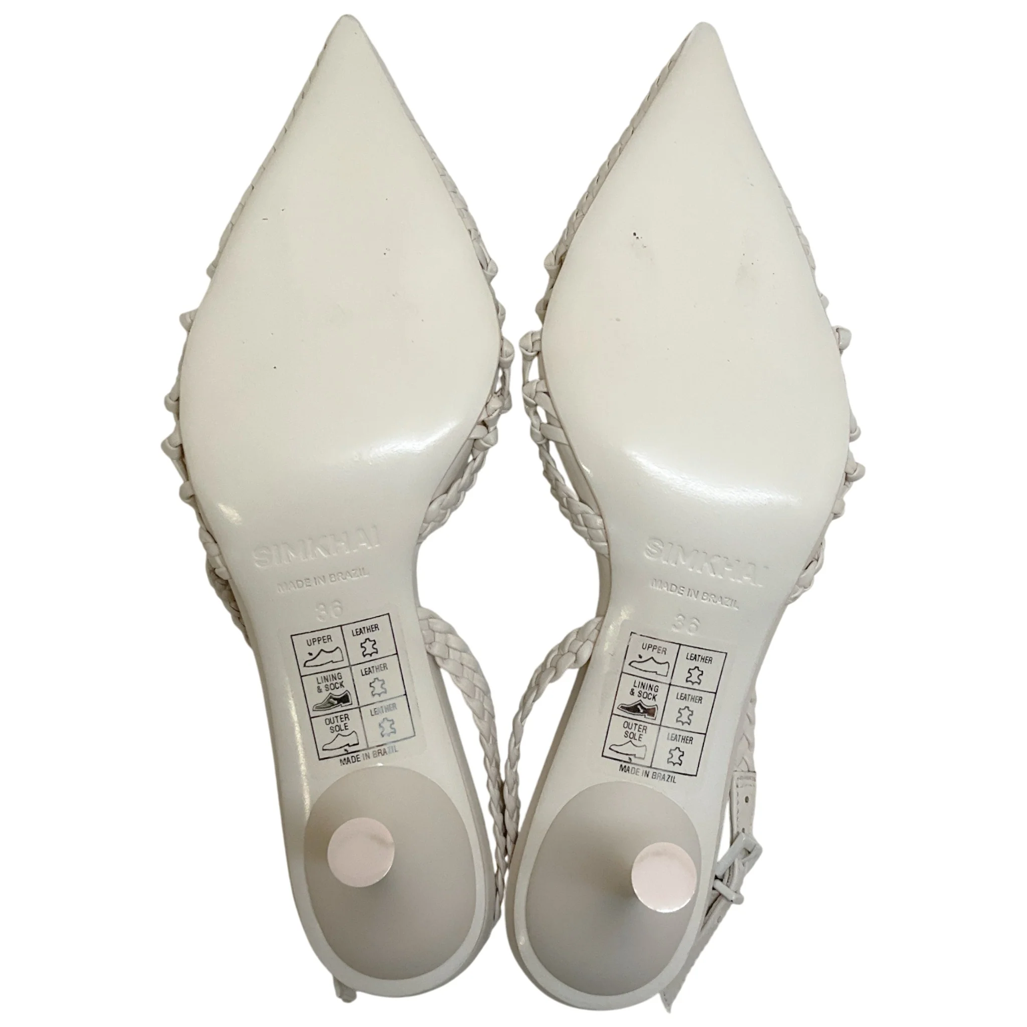 Jonathan Simkhai Ivory Leather Open Weave Slingback Pumps - Image 7