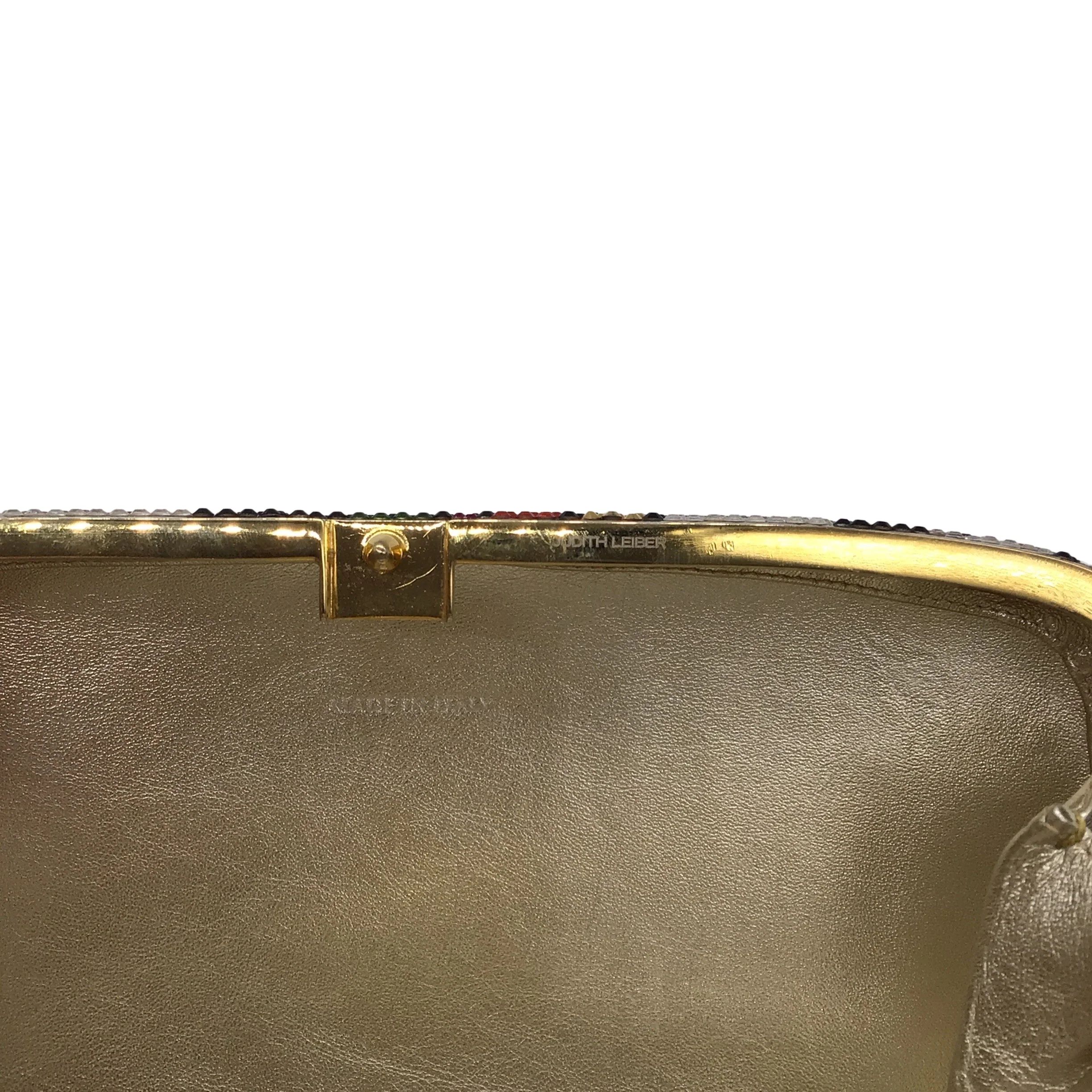 Judith Leiber Multicolored Crystal Embellished Leaf Design Evening Clutch Bag - Image 7